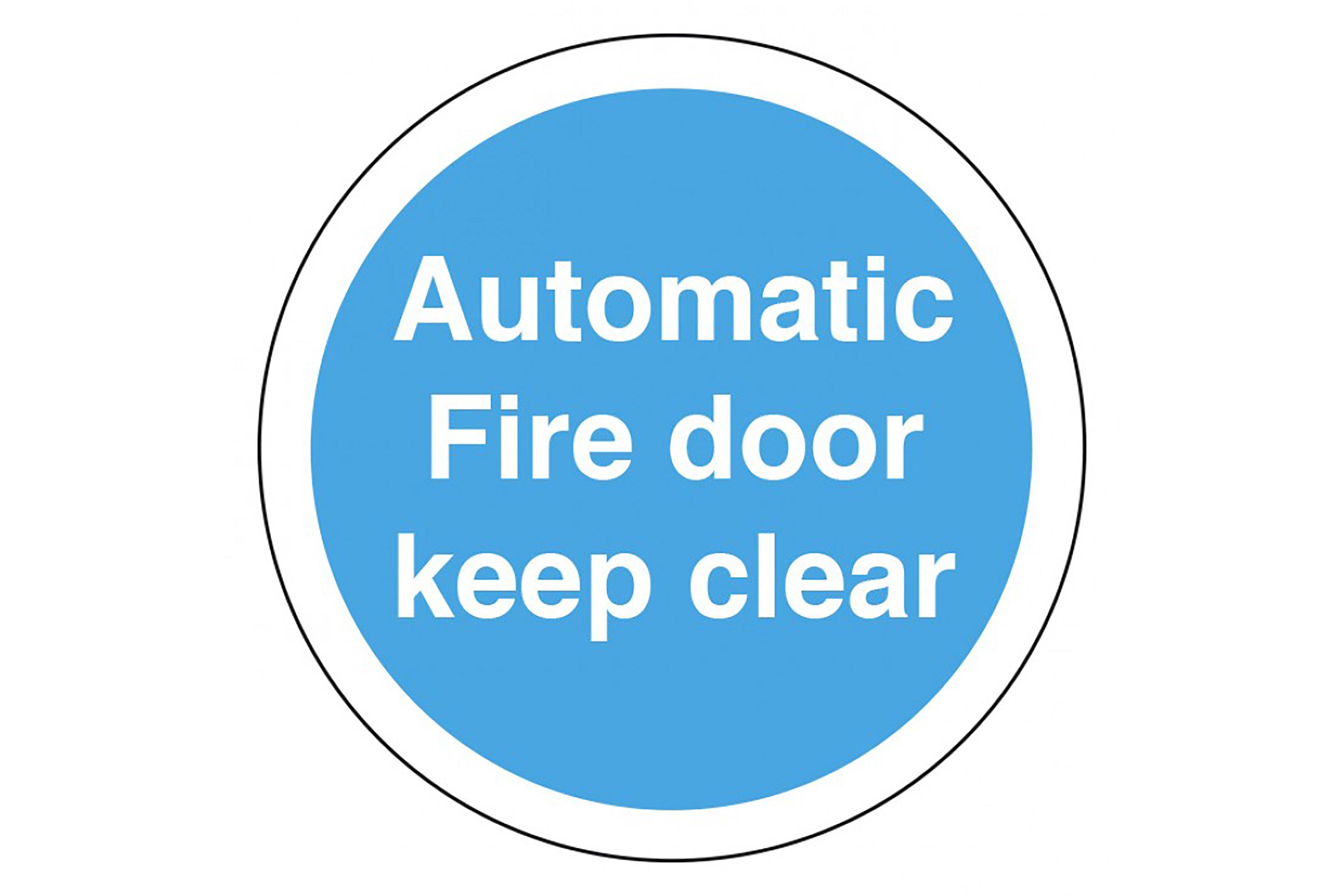 Auto Fire Door Keep Clear Sign 7.5cm