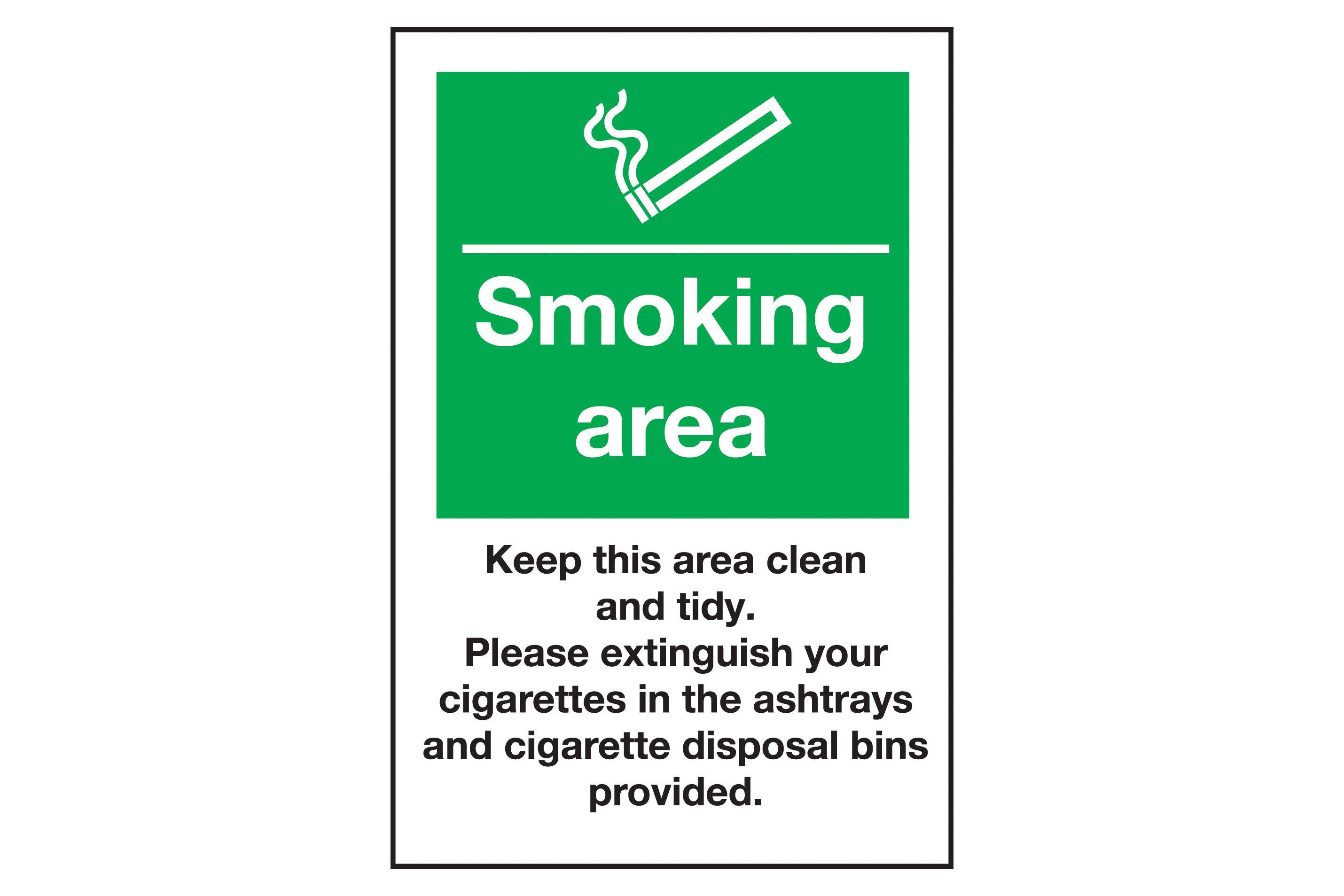 Smoking Area. Keep Clean. Use Ashtrays Sign