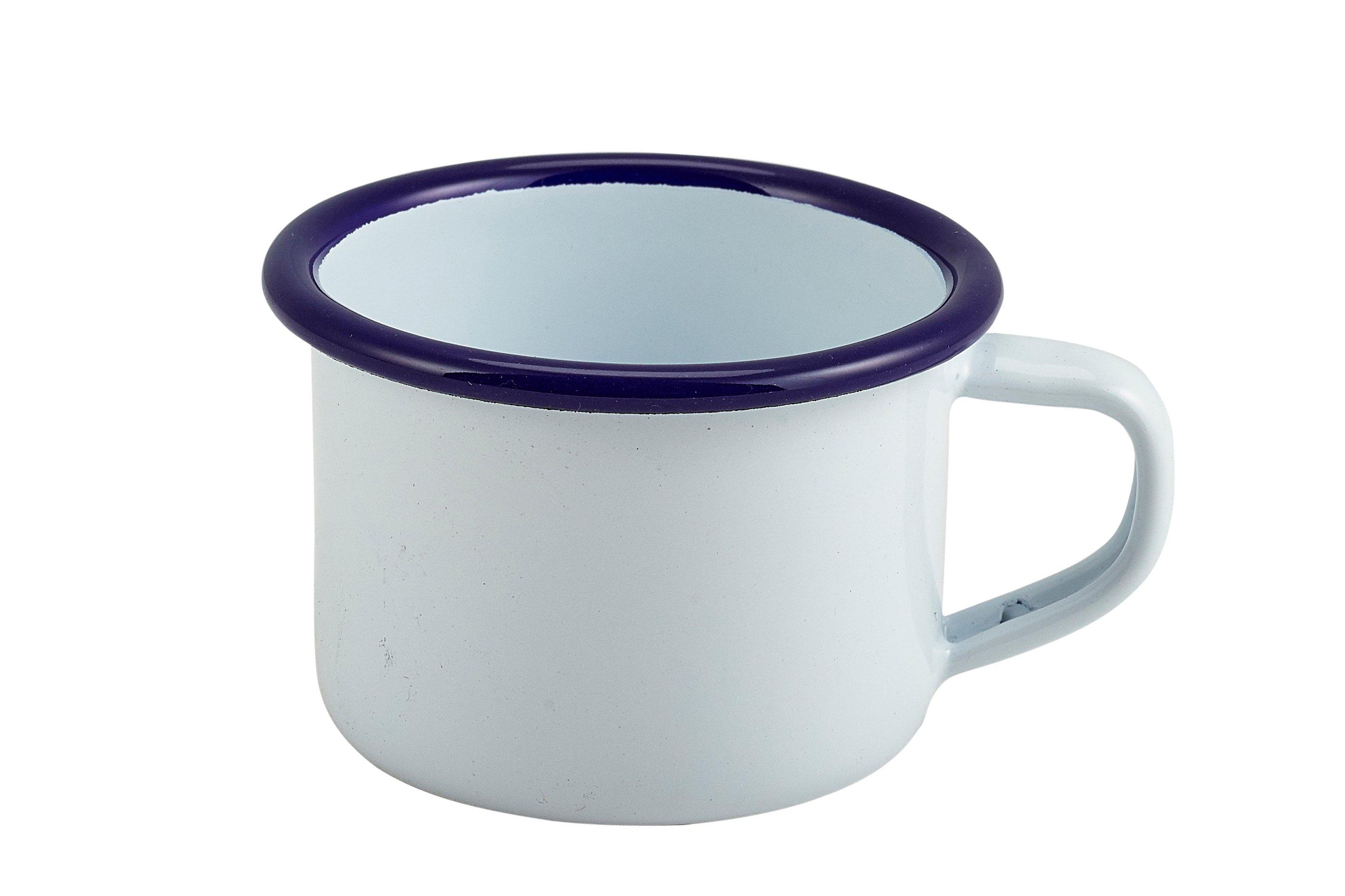White with Blue Rim Enamel Sauce Mug 120ml