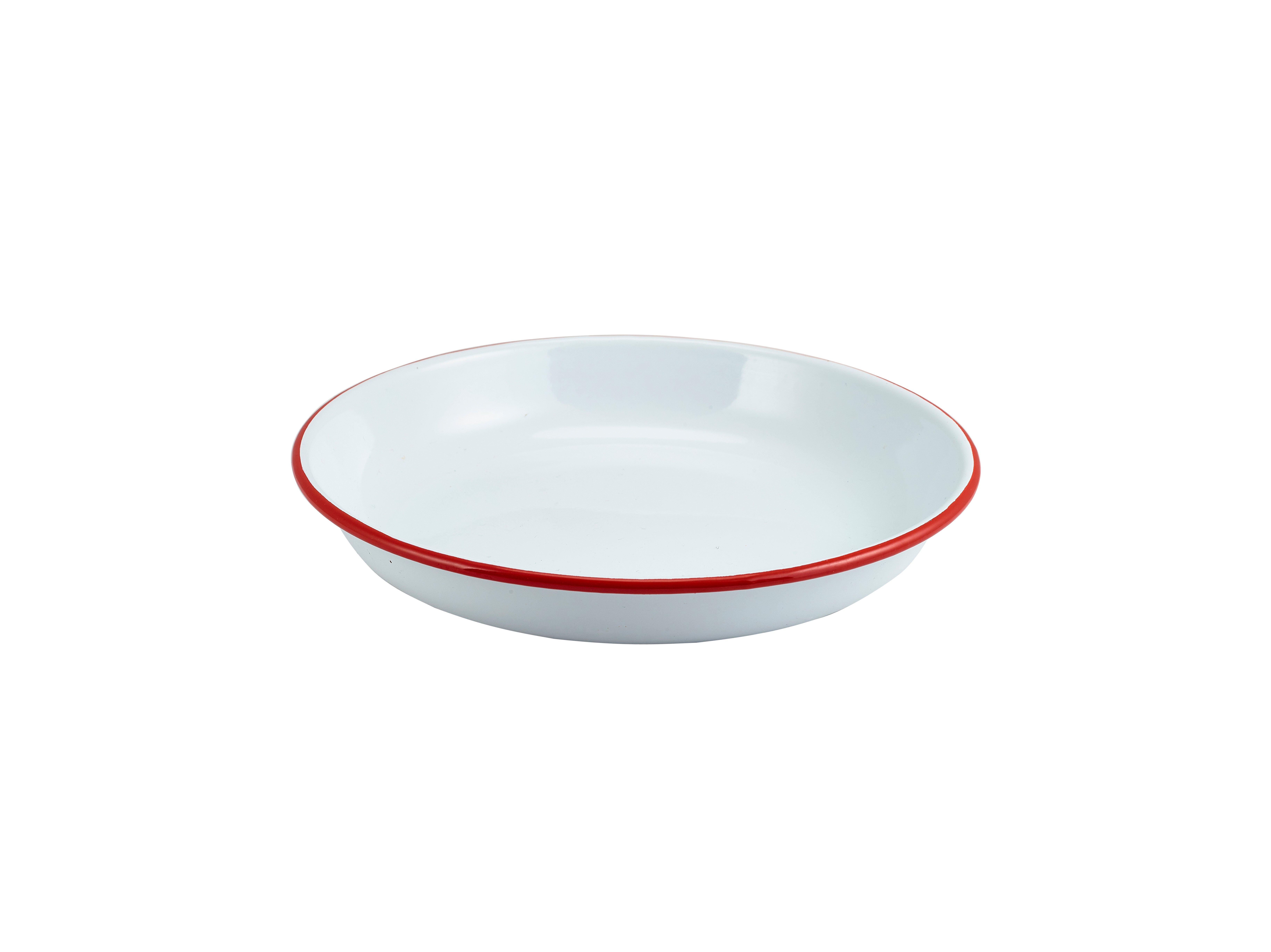 GenWare Enamel Pasta Plate Red Rim 24cm