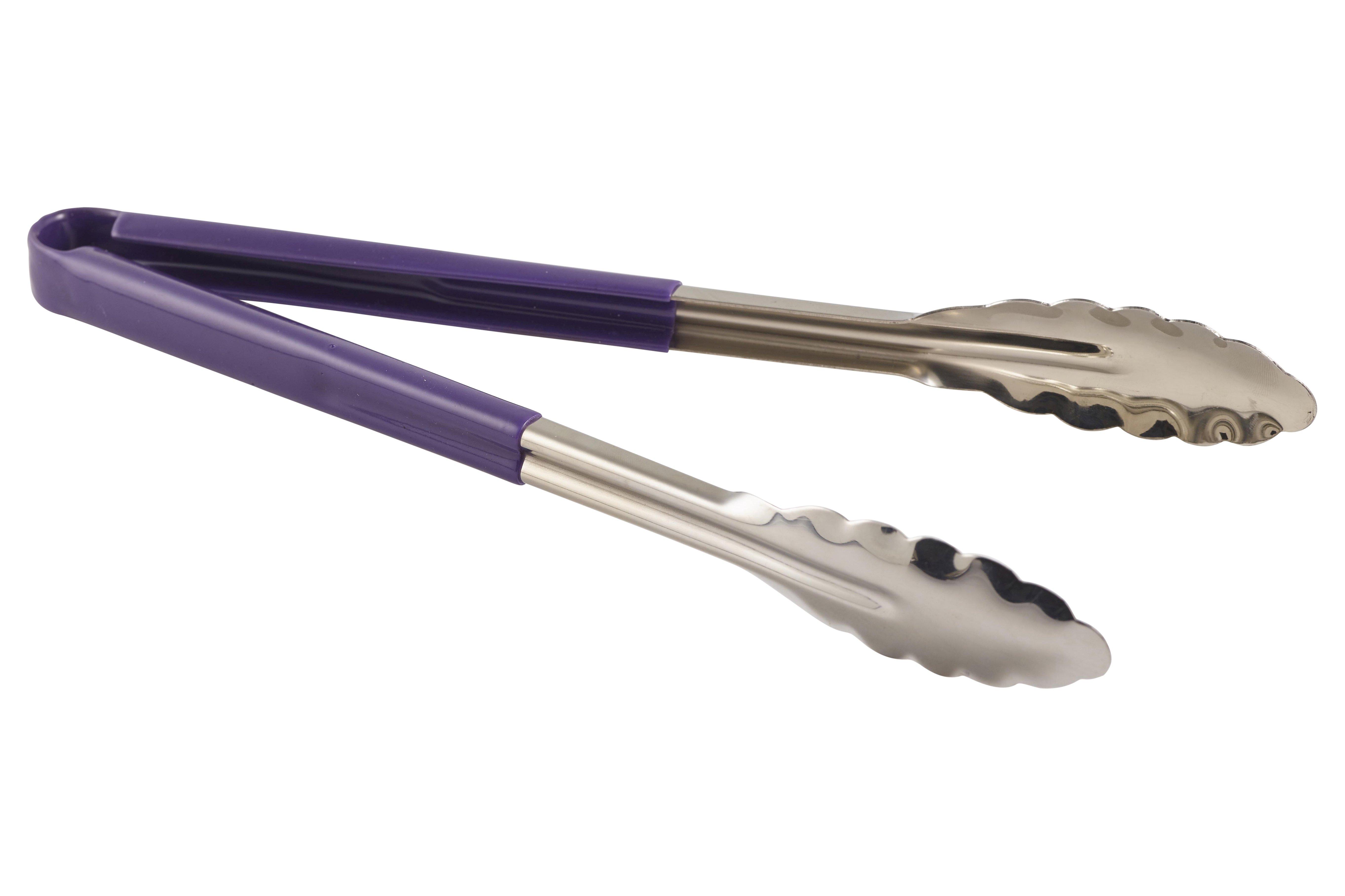 Colour Coded Stainless Steel Serving Tong Purple 31cm