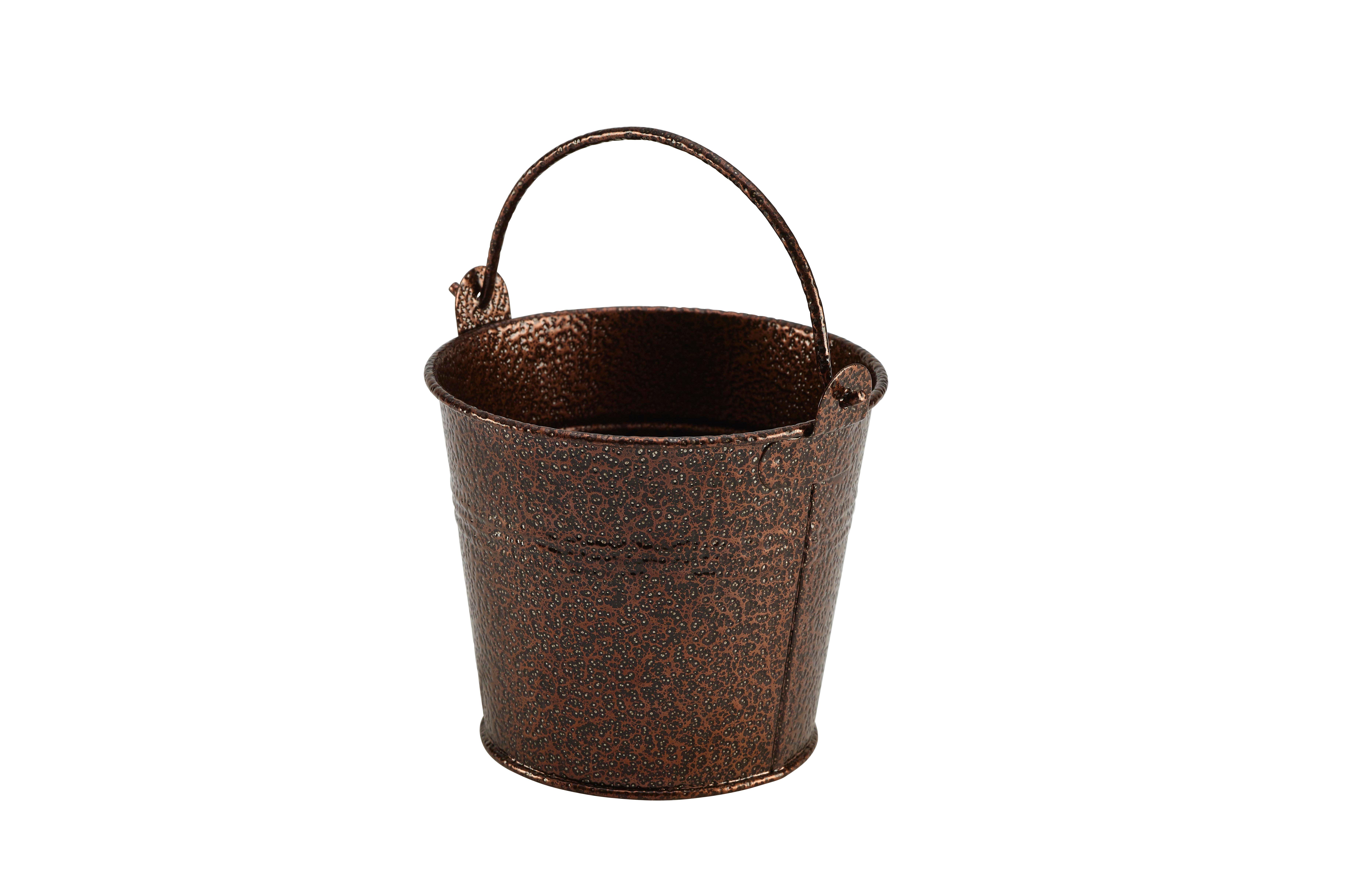 Galvanised Steel Antique Copper Finish Round Bucket 10cm (4") dia