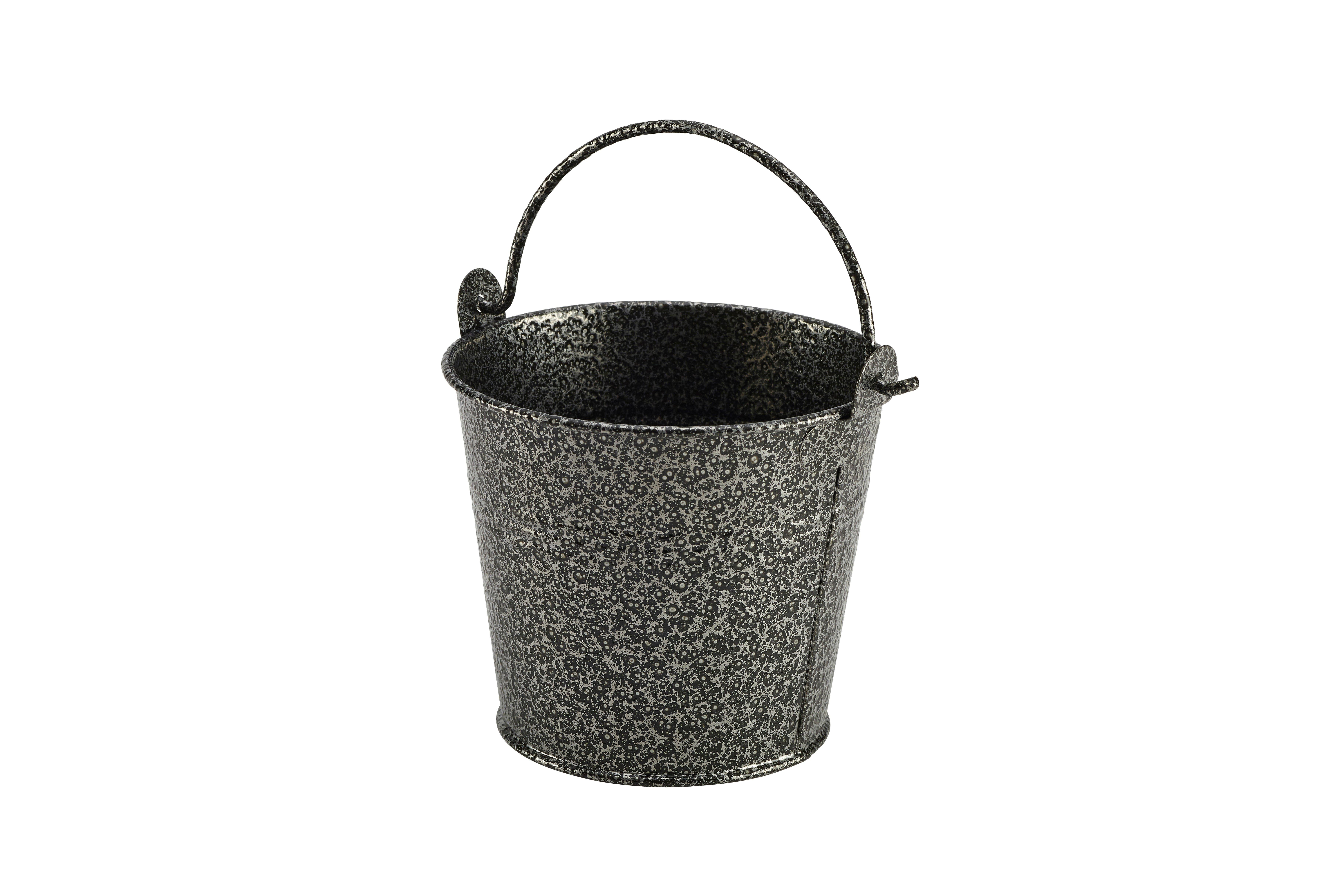 Galvanised Steel Antique Silver Finish Round Bucket 10cm (4") dia