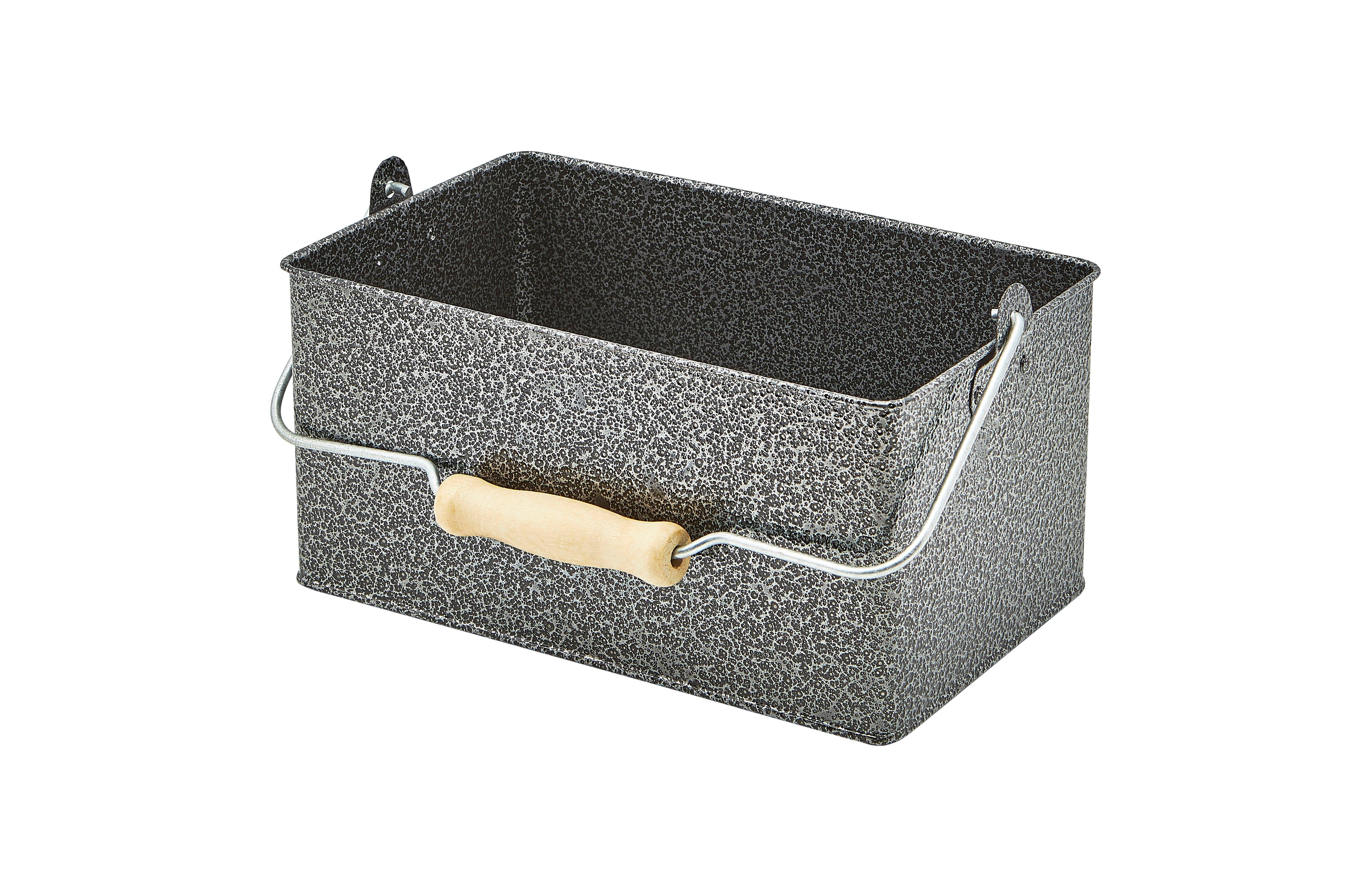 Antique Silver Galvanised Steel Rectangular Table Caddy  24.5x15.5x12.5cm