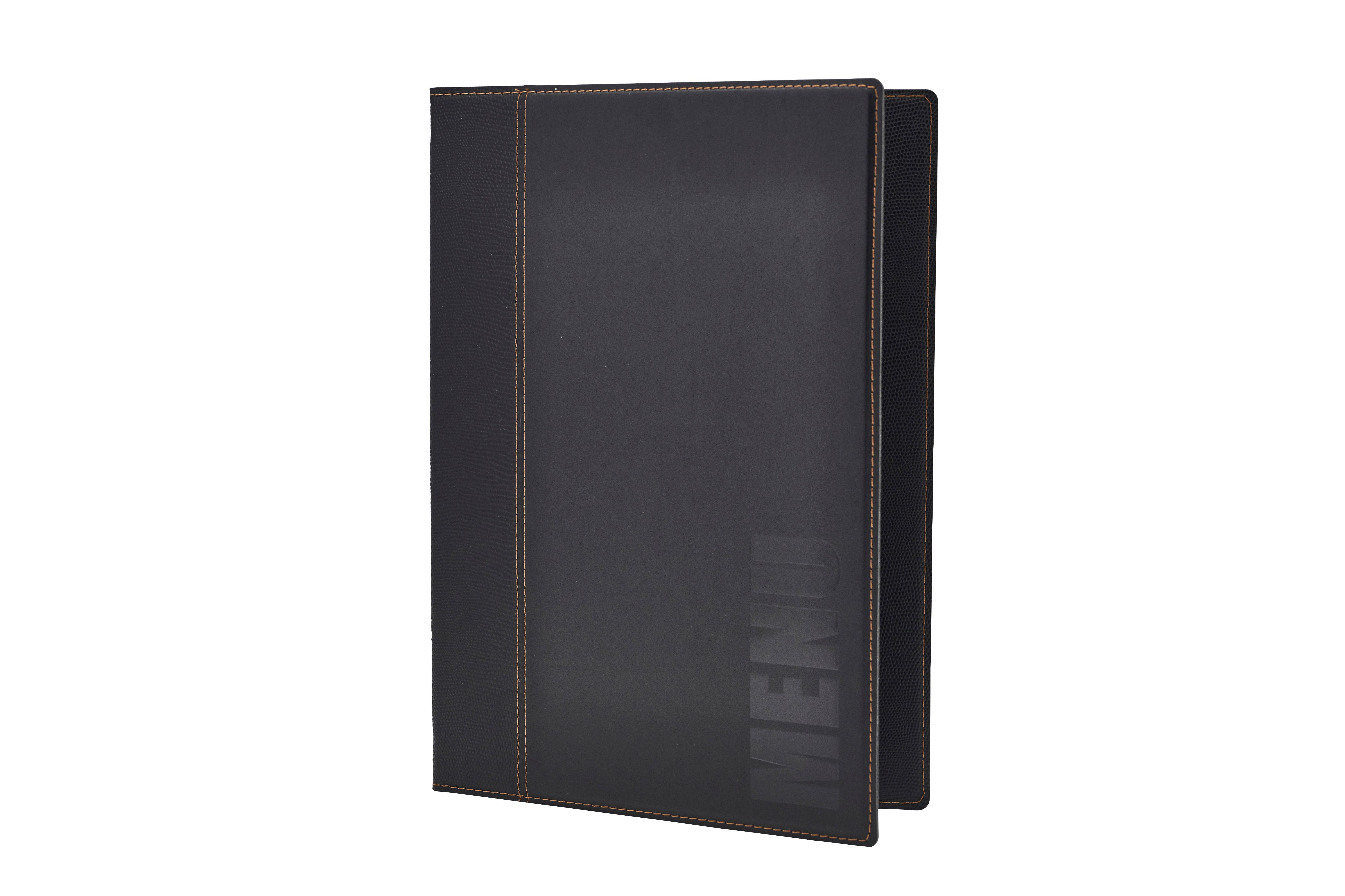Black Contemporary A4 Menu Holder (4 Page)