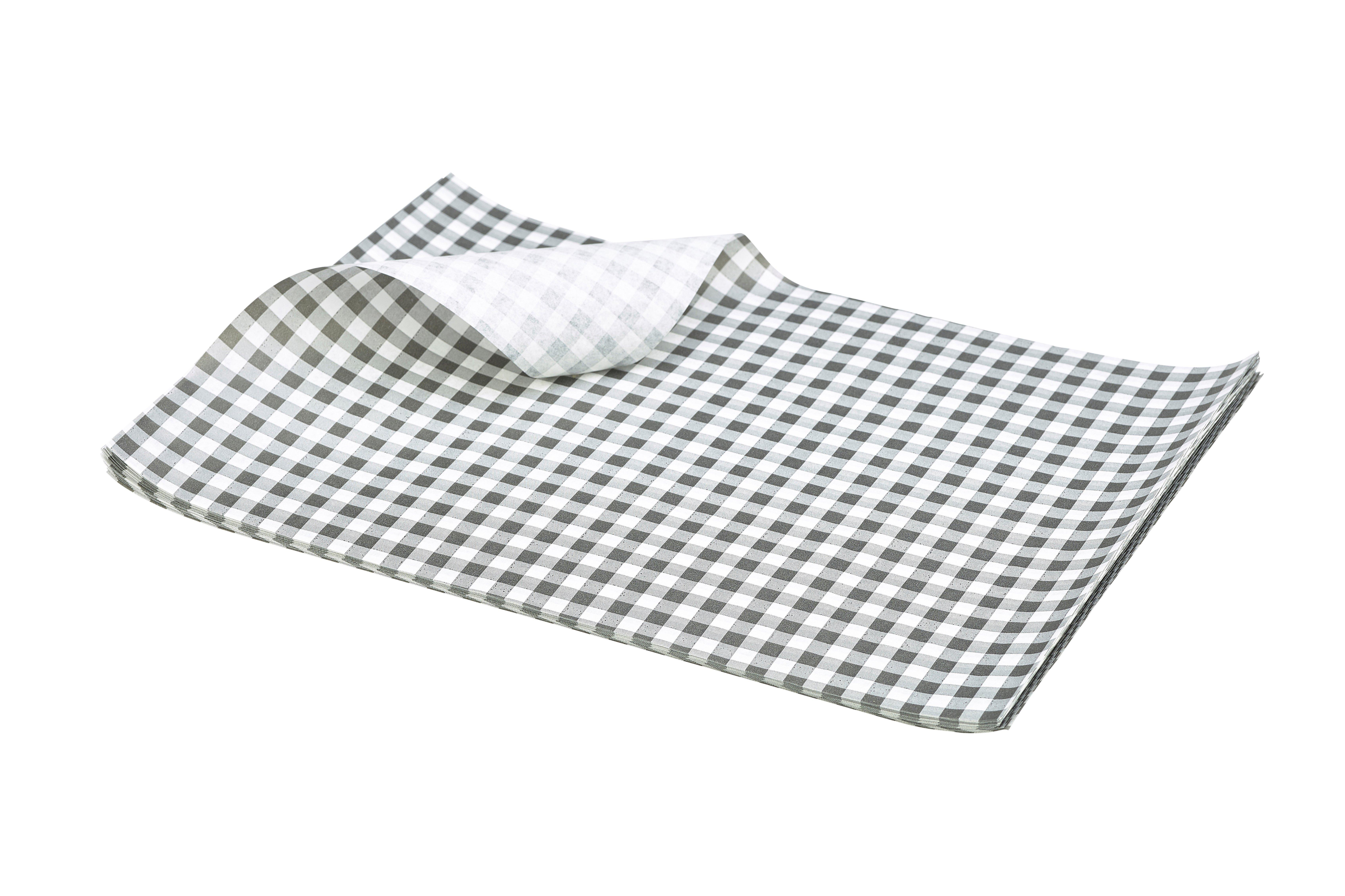 Gingham Print Black Grease Proof Paper