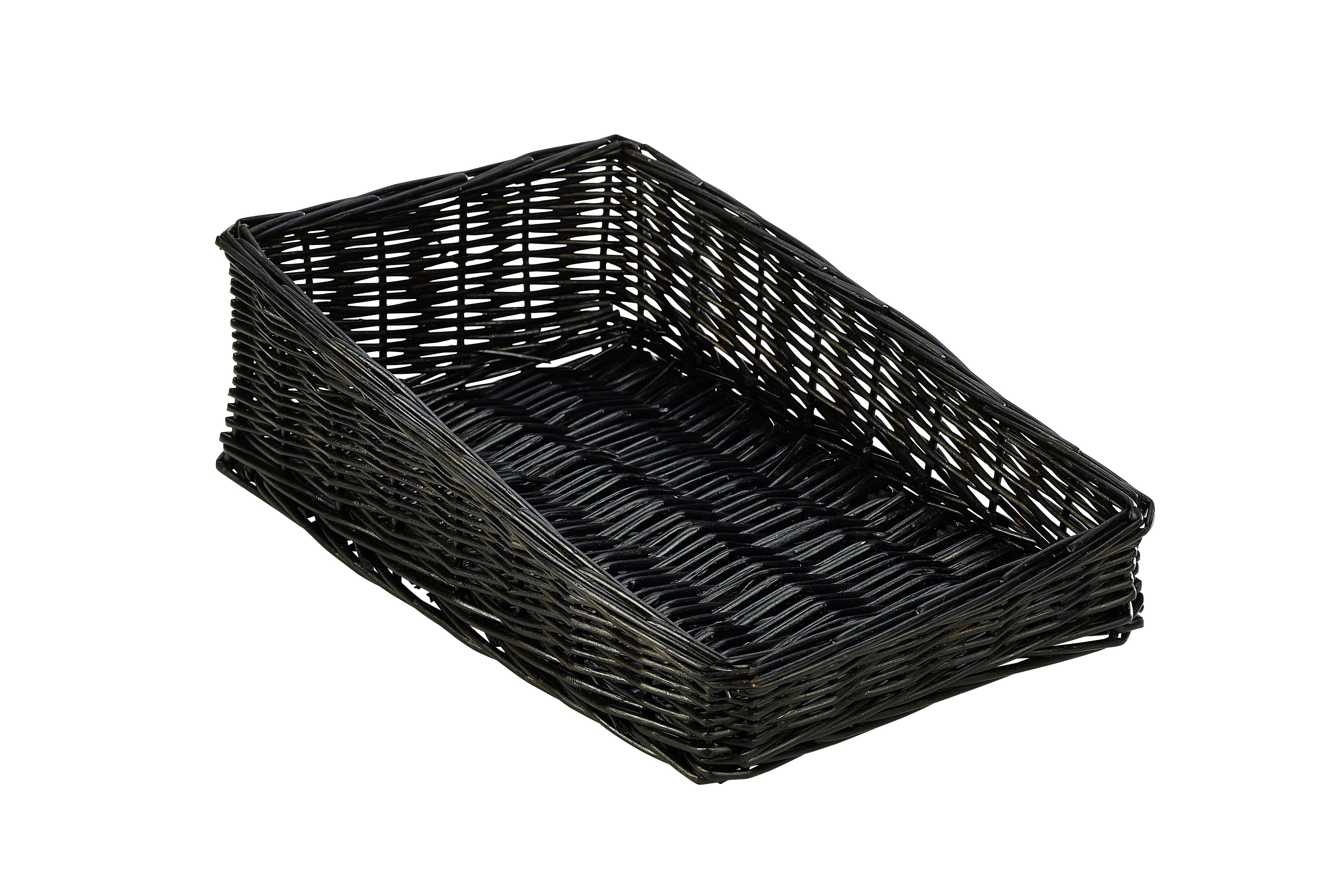Black Rectangular Wicker Display Basket