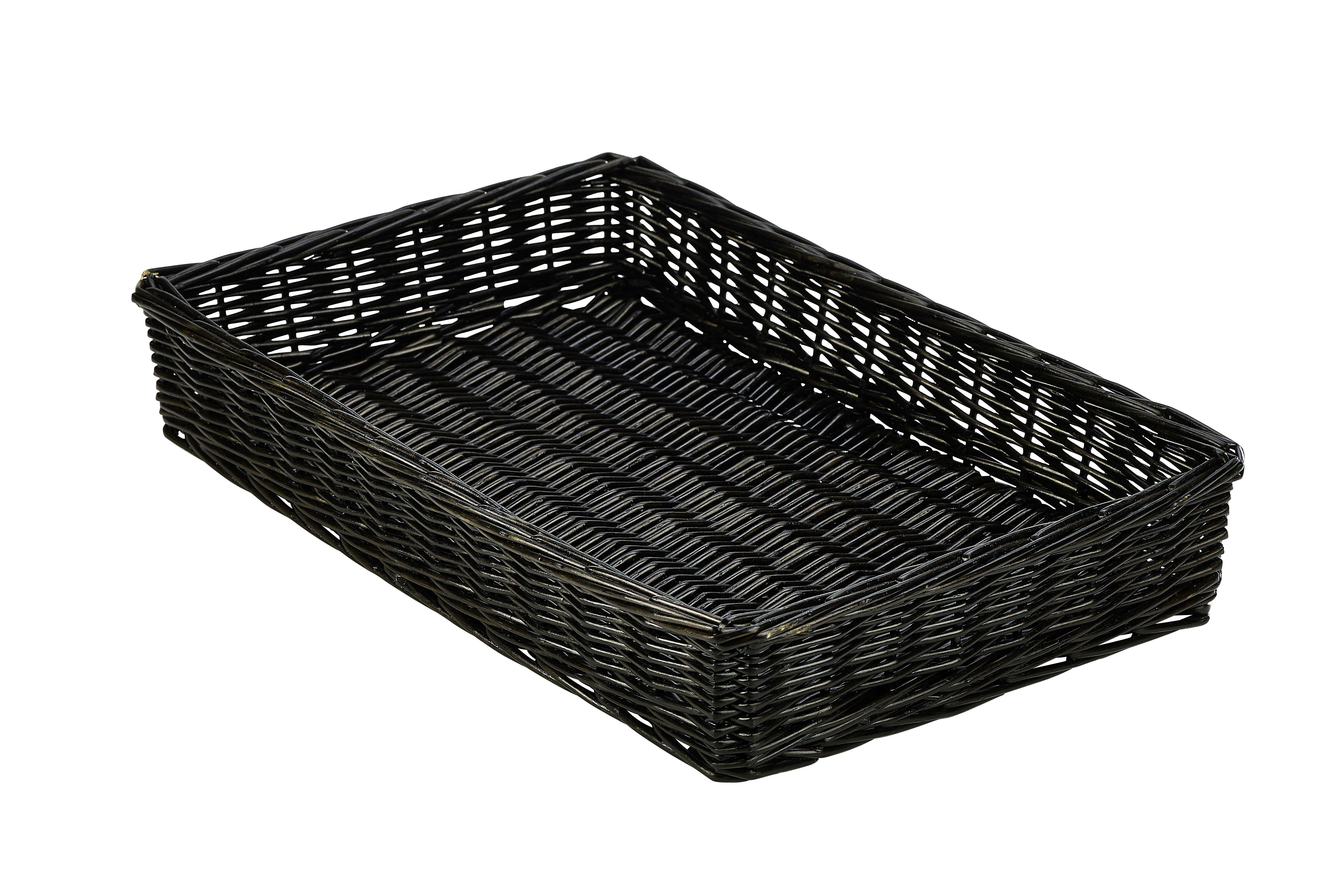 Black Rectangular Wicker Display Basket