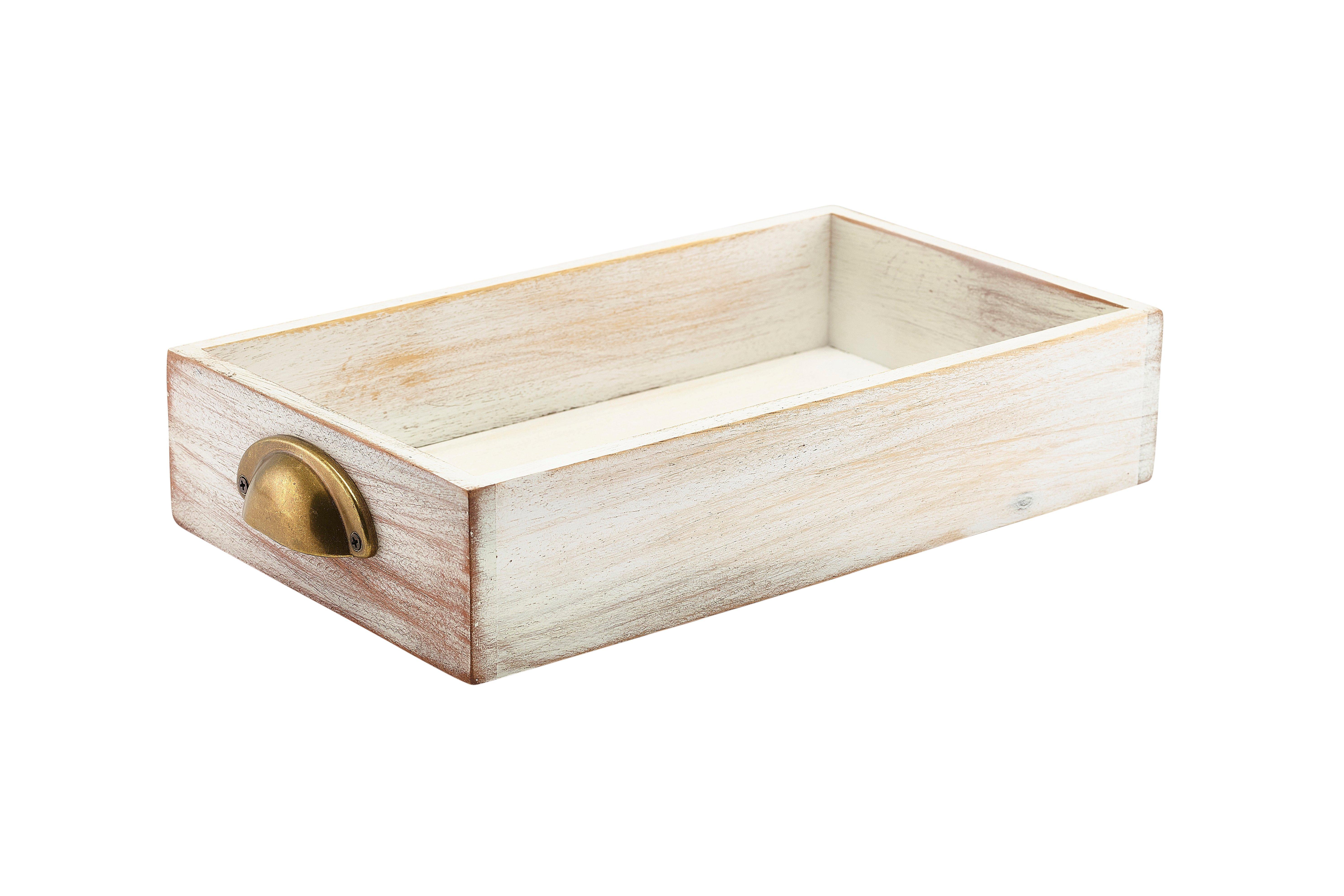 Acacia Wood Display Drawer White Wash 1/3 GN