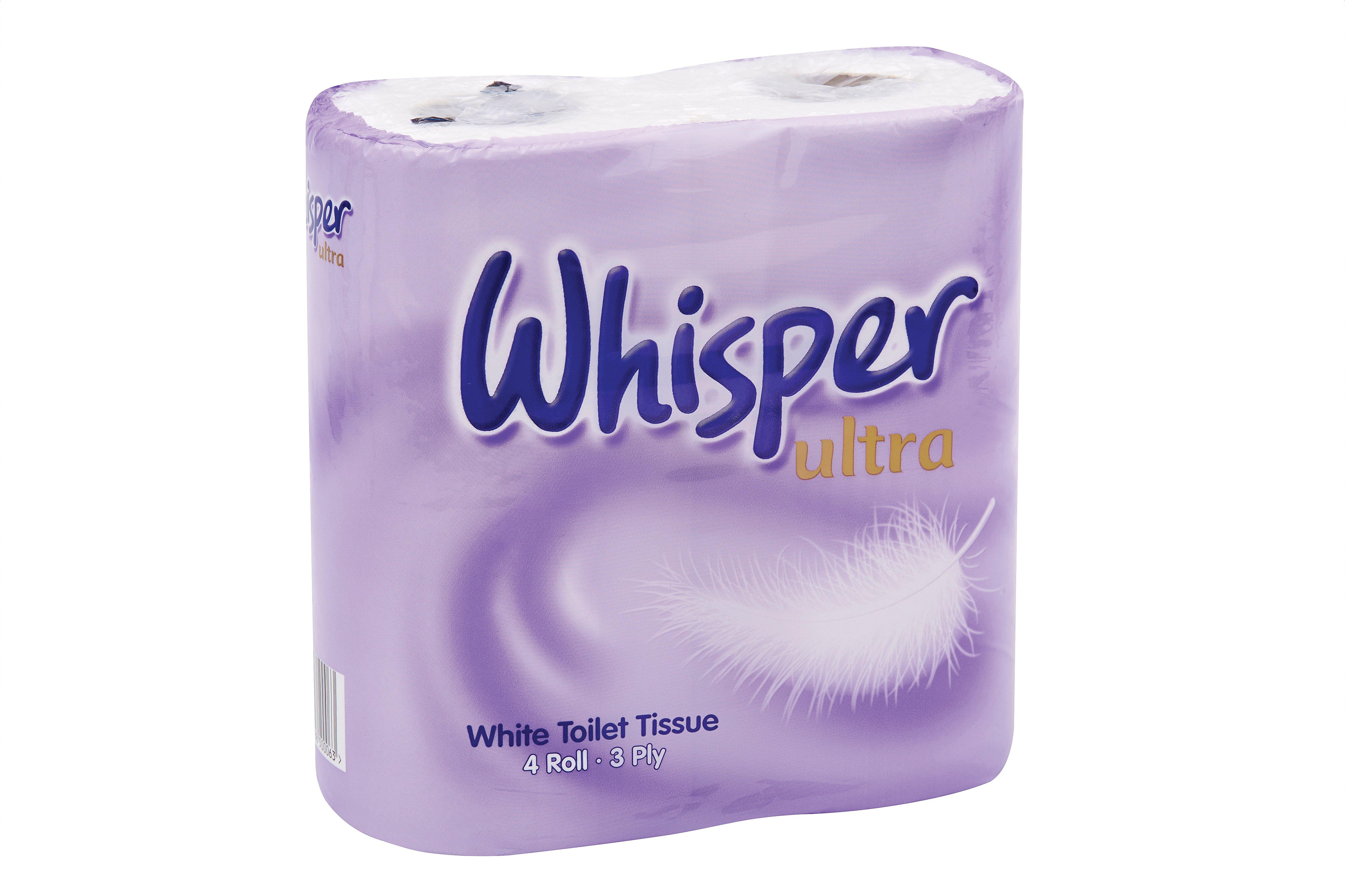 Whisper 3 Ply White Ultra Soft Toilet Roll 160 Sheets