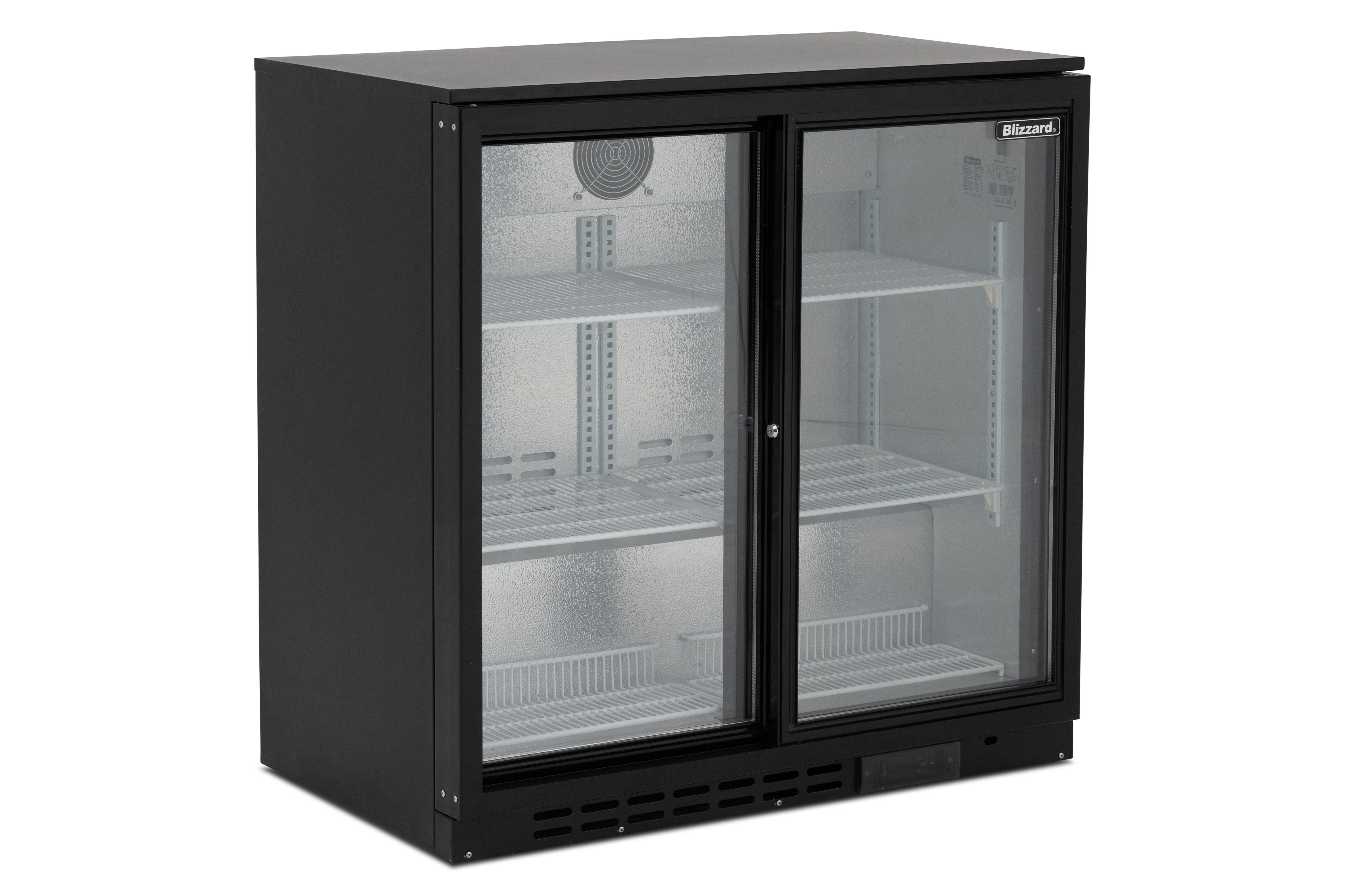 Blizzard BAR2SL Double Sliding Door Black Bottle Cooler