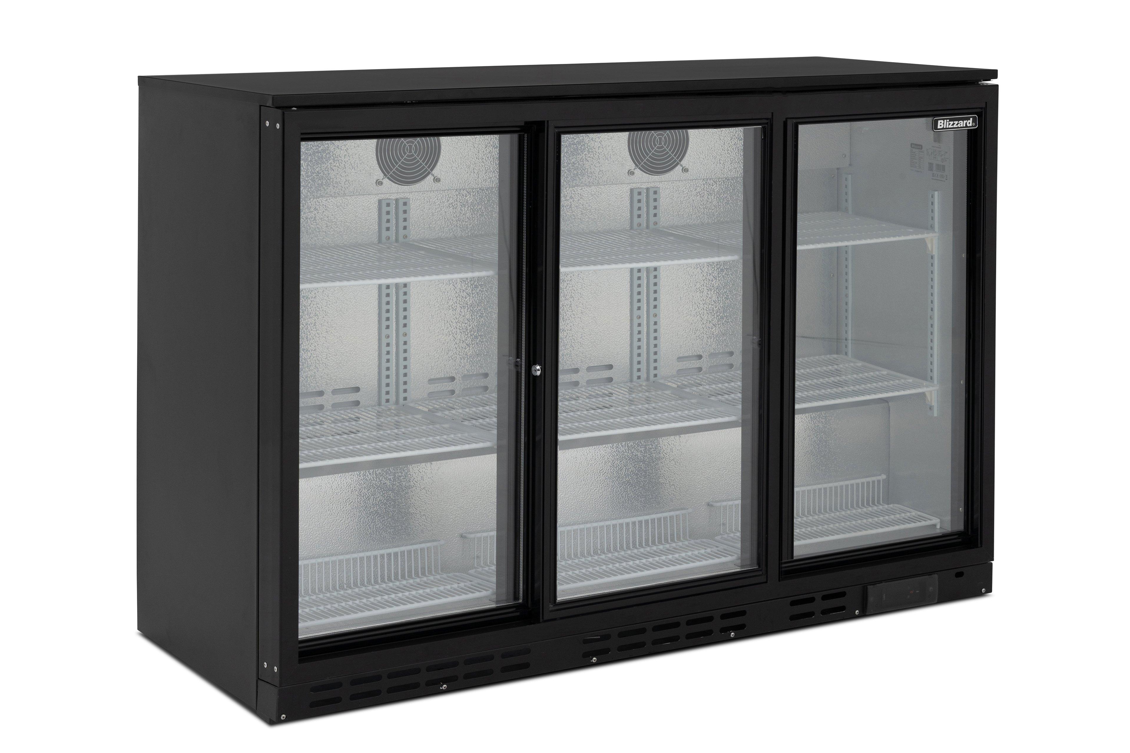 Blizzard BAR3SL Triple Door Sliding Black Bottle Cooler