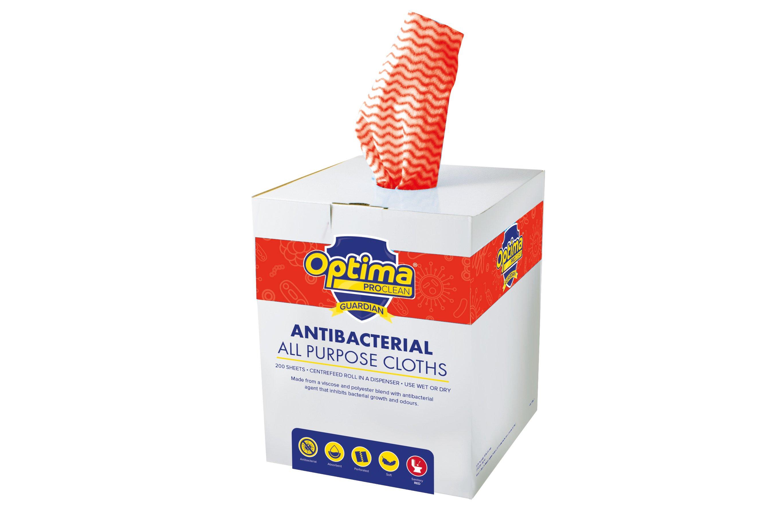 Red All Purpose Cloths with Roll Box Dispenser