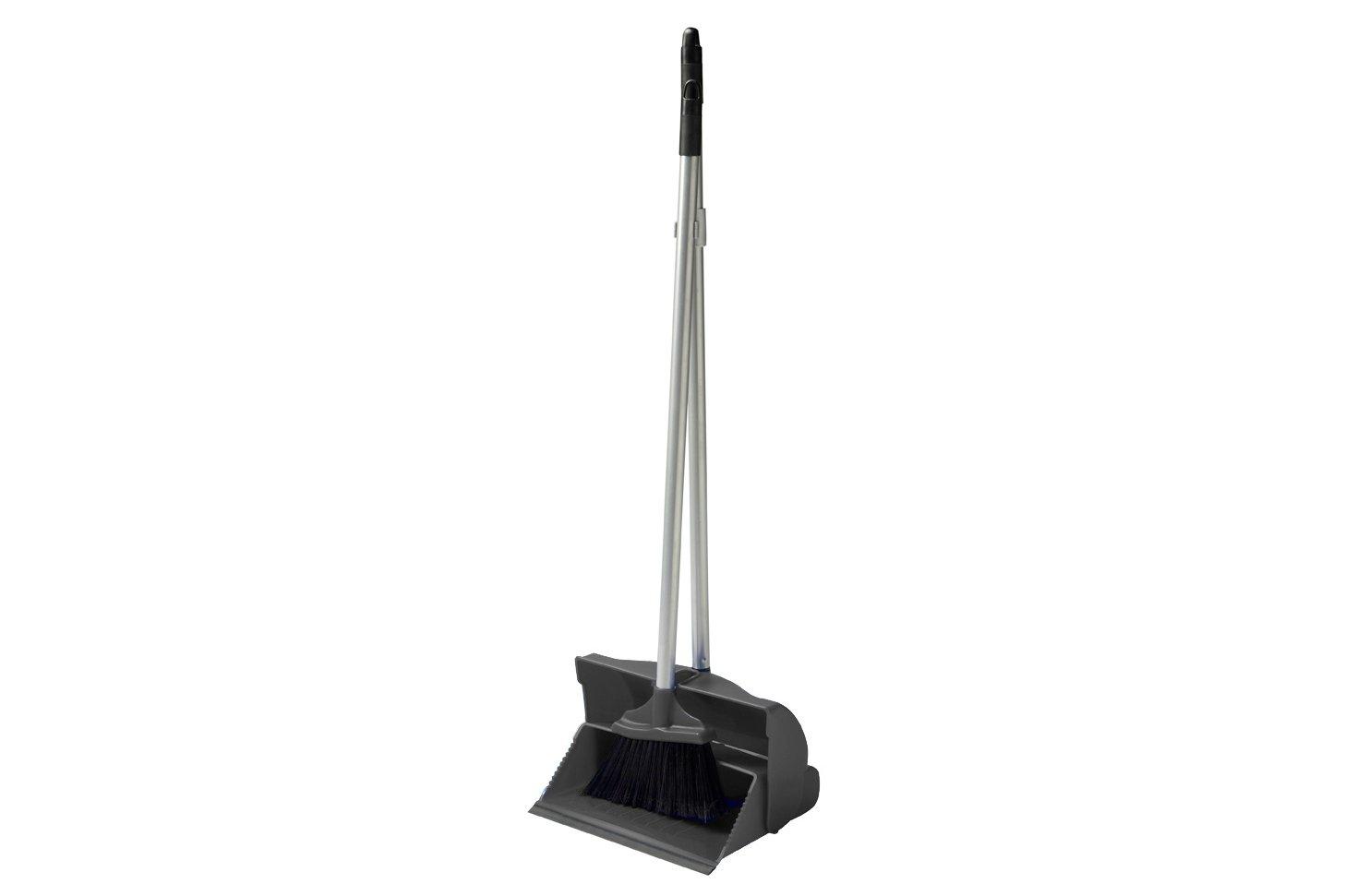Grey Economy Long Handled Dust Pan and Brush Set