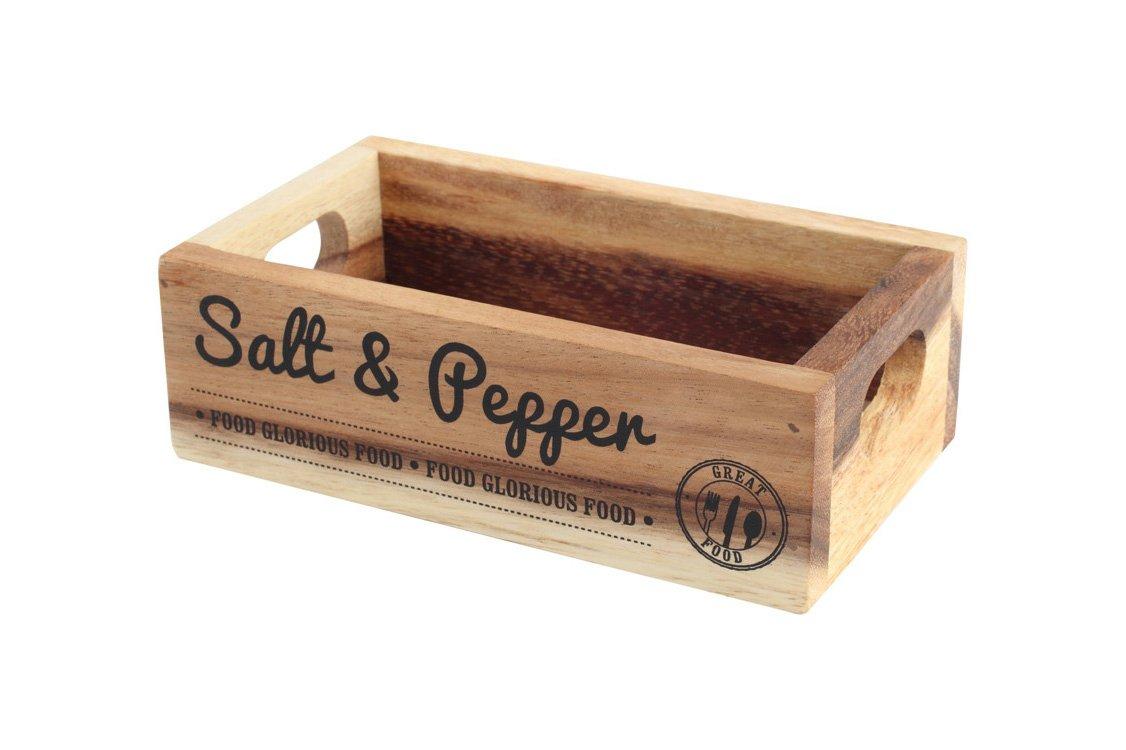 T&G Food Glorious Food Crate Box 'Salt & Pepper' in Rustic Acacia