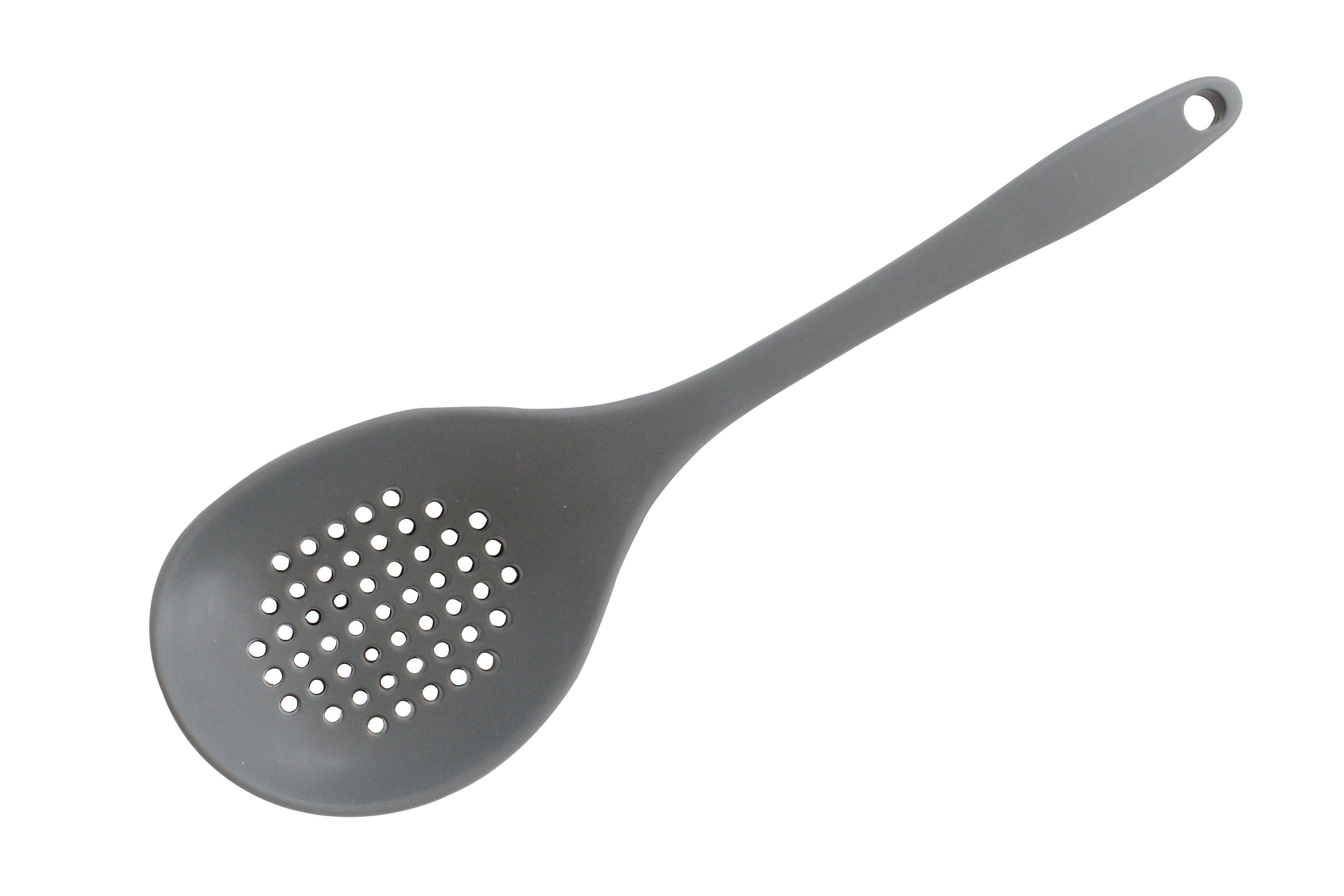 Grey Silicone Perforated Serving Spoon