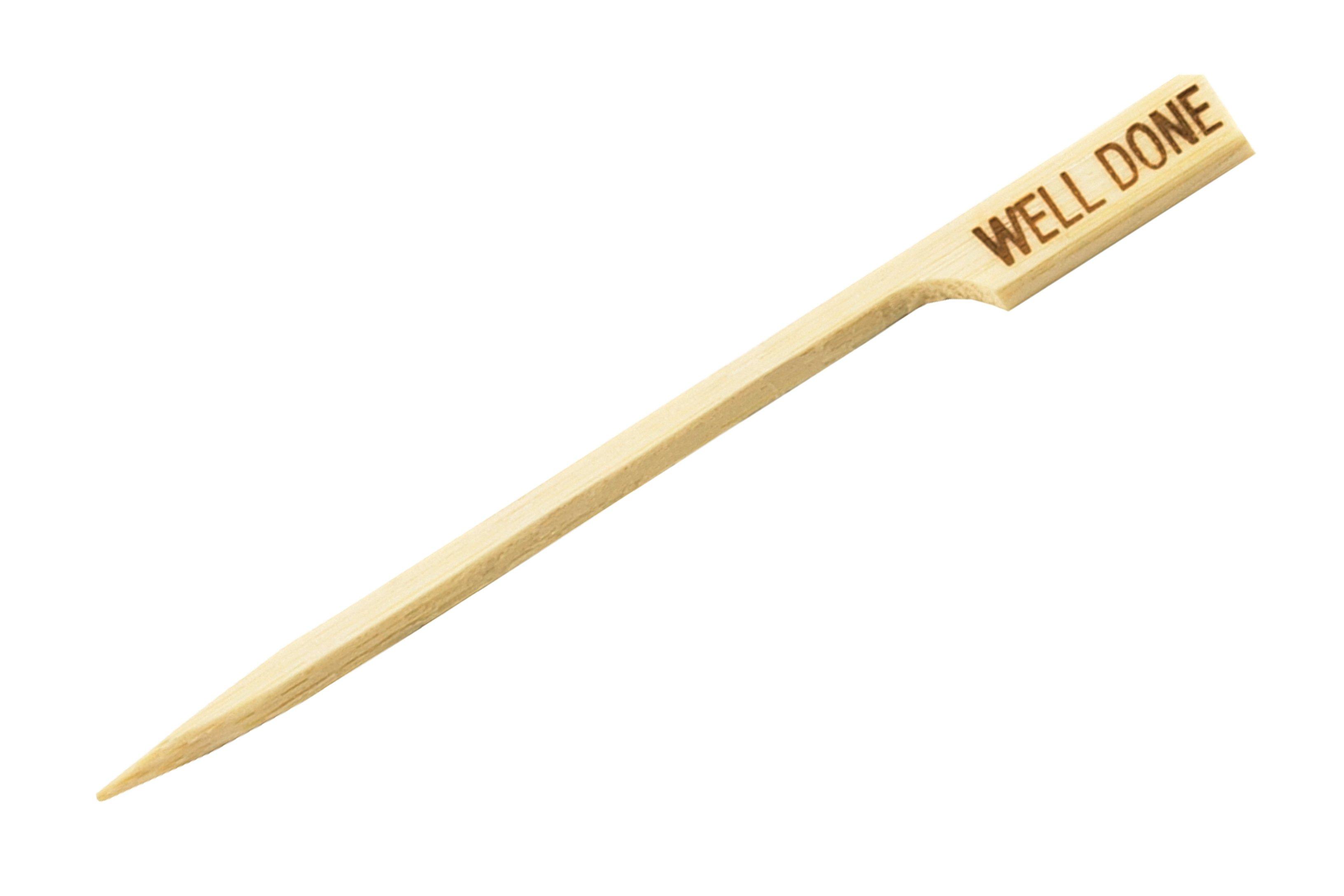 TableCraft Bamboo Meat Pick inscribed 'Well Done'