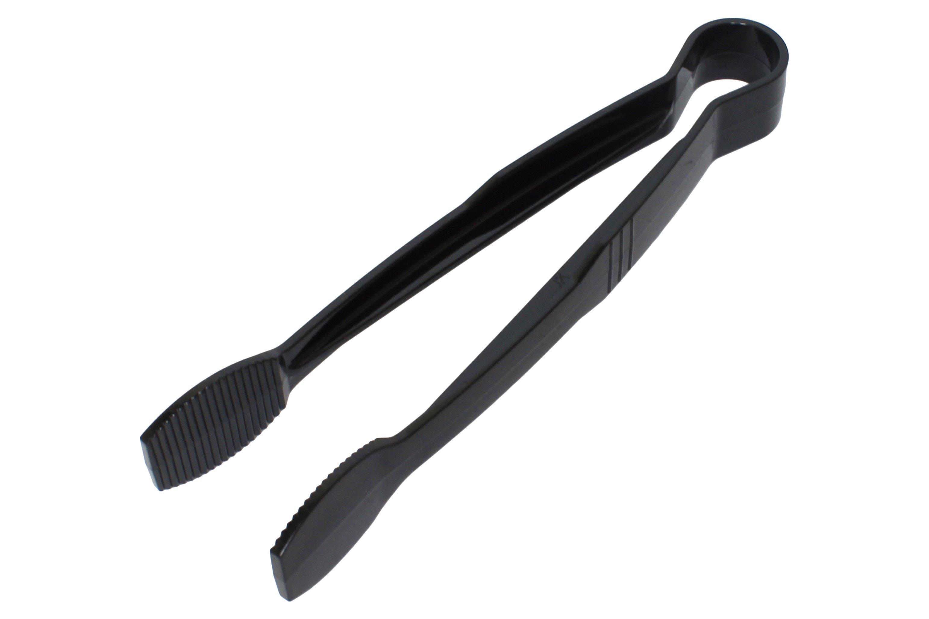 Polycarbonate Black Flat Grip Serving Tongs 23cm