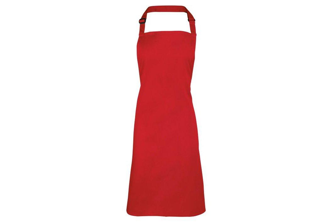 Red Bib Apron with Adjustable Neck Strap 72cm (28") wide x 86cm (33.5") long