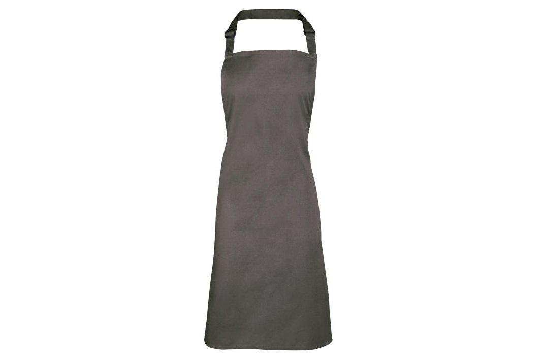 Grey Bib Apron with Adjustable Neck Strap 72cm (28") wide x 86cm (33.5") long