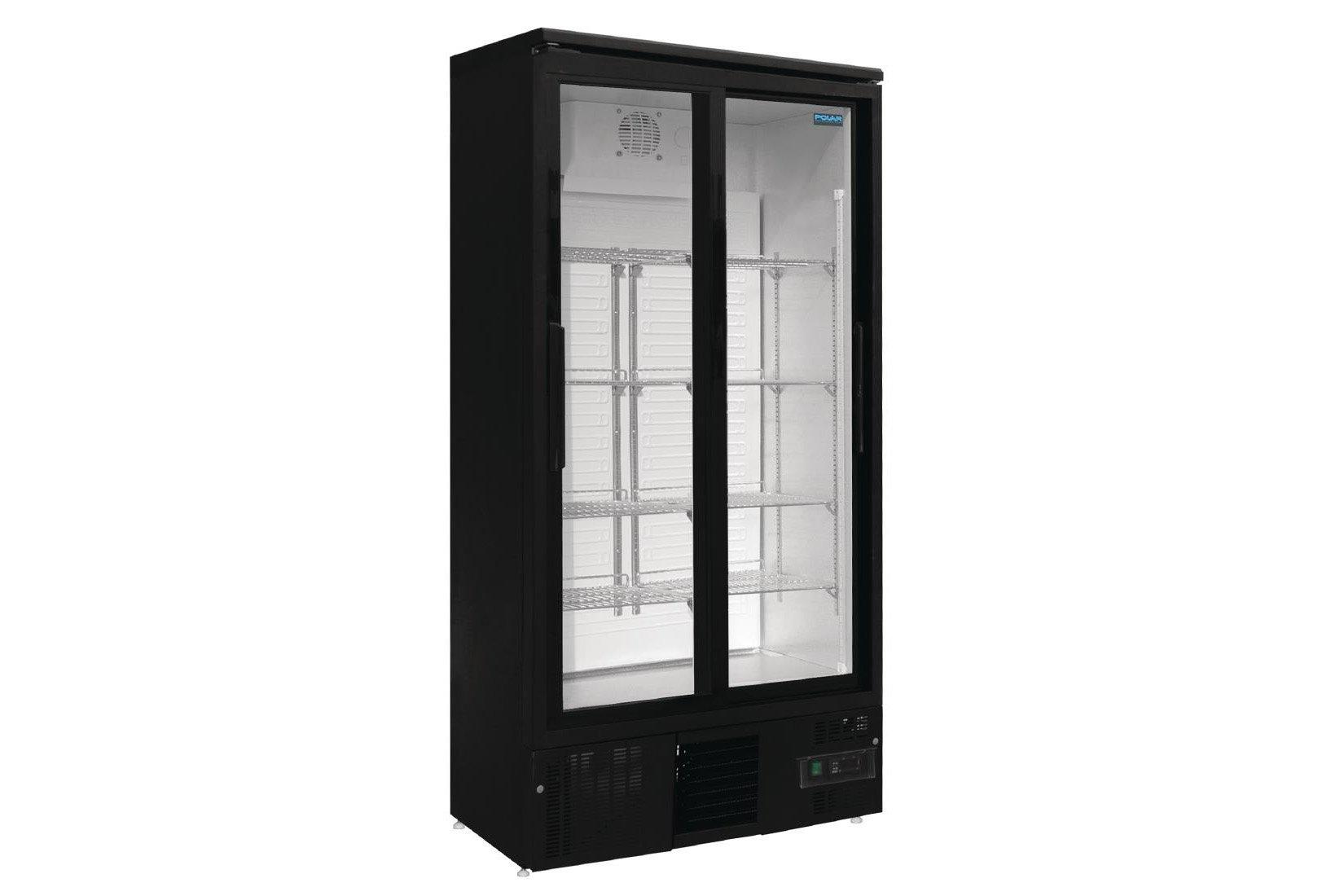 Polar GJ448 Black Double Door Sliding Upright Bottle Cooler
