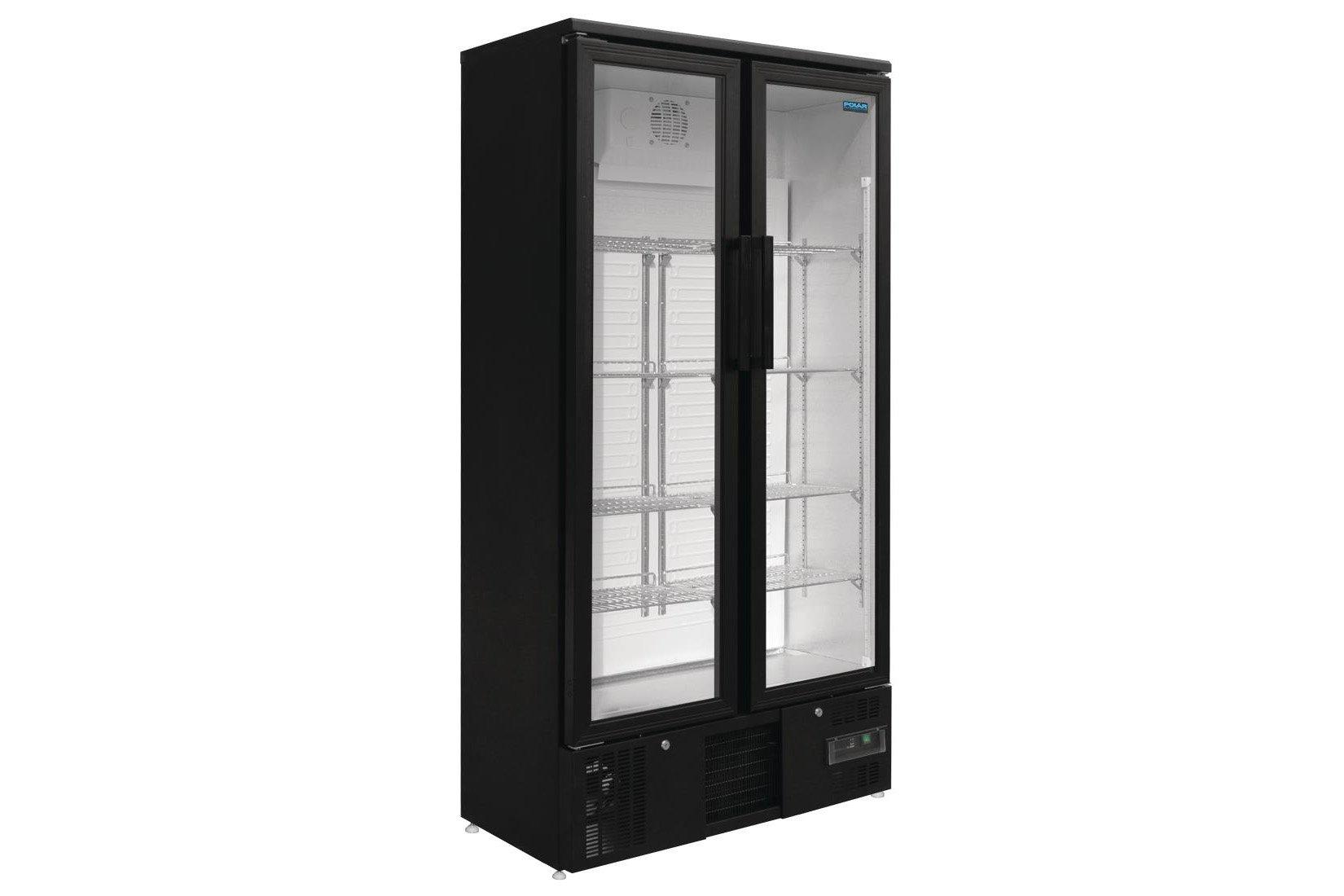 Polar GJ449 Black Double Door Hinged Upright Bottle Cooler