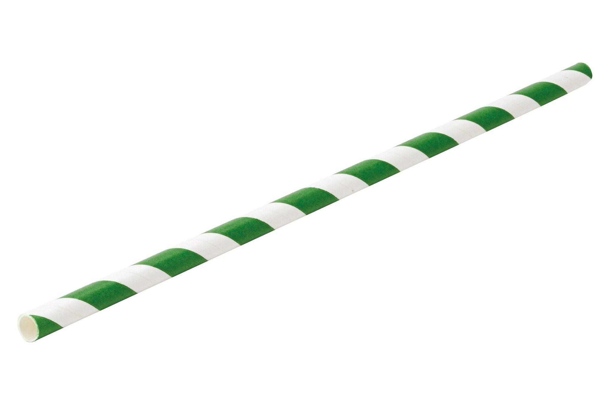 Green/White Paper Straws 20cm