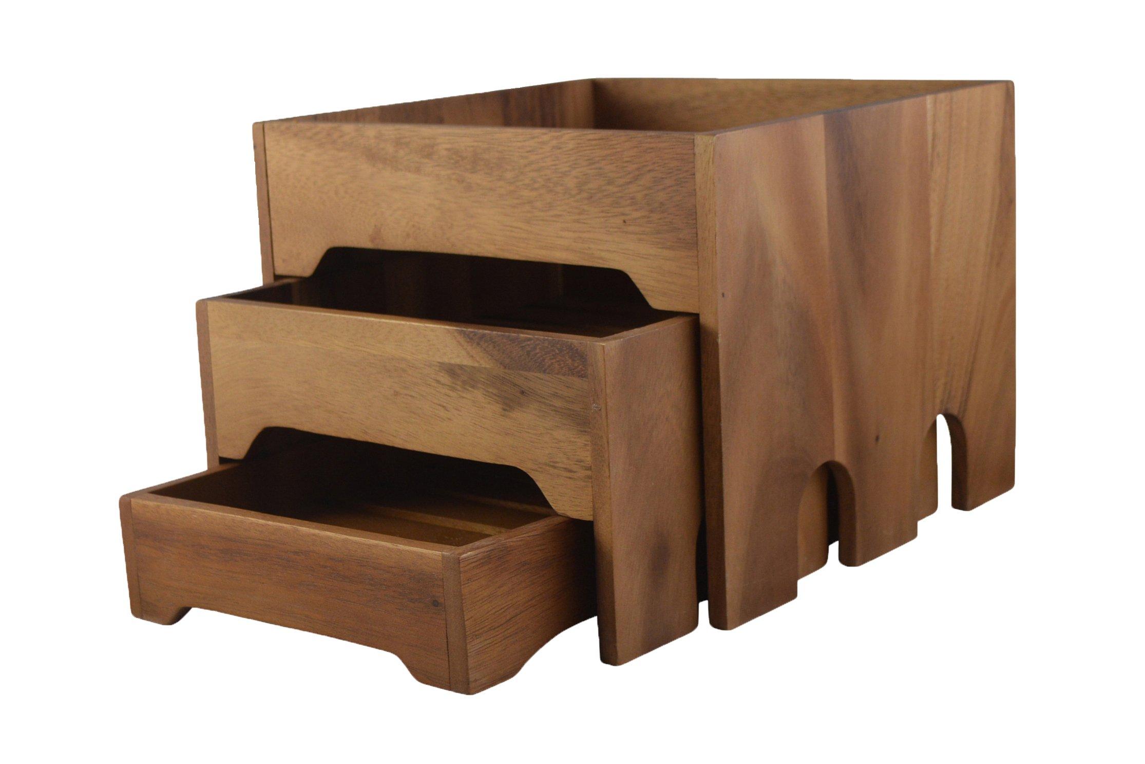Acacia Wood Display Box 3 Tier Display Drawer