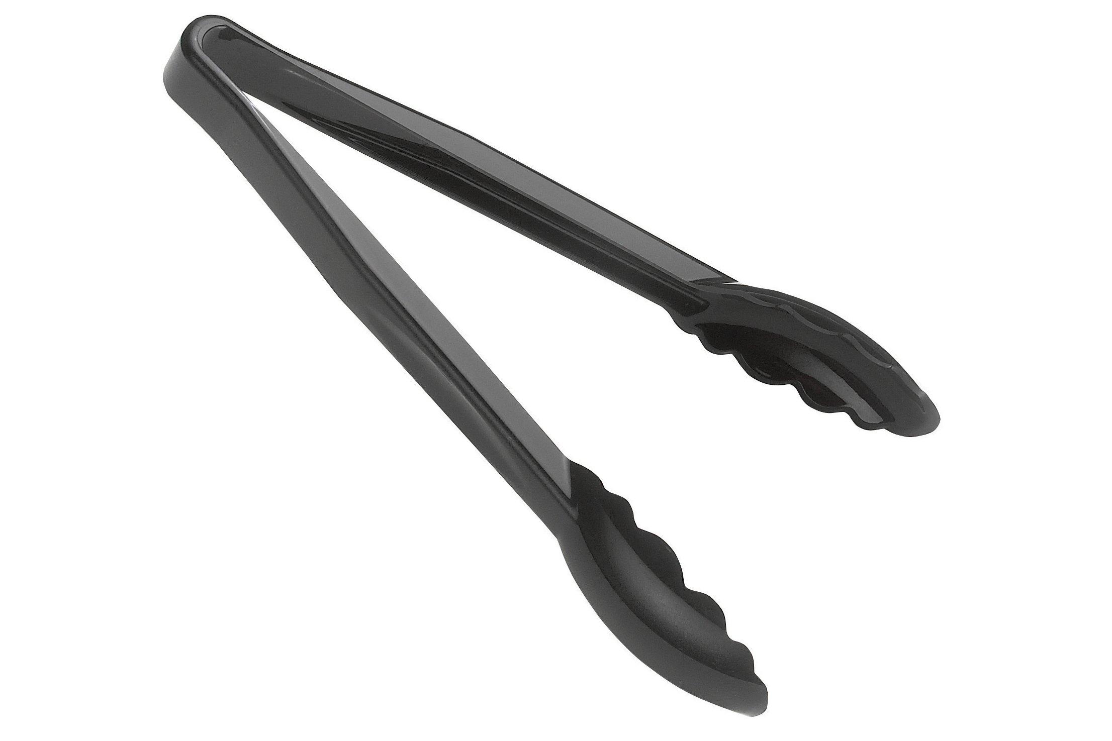 Polycarbonate Black Scalloped Grip Serving Tongs 23cm