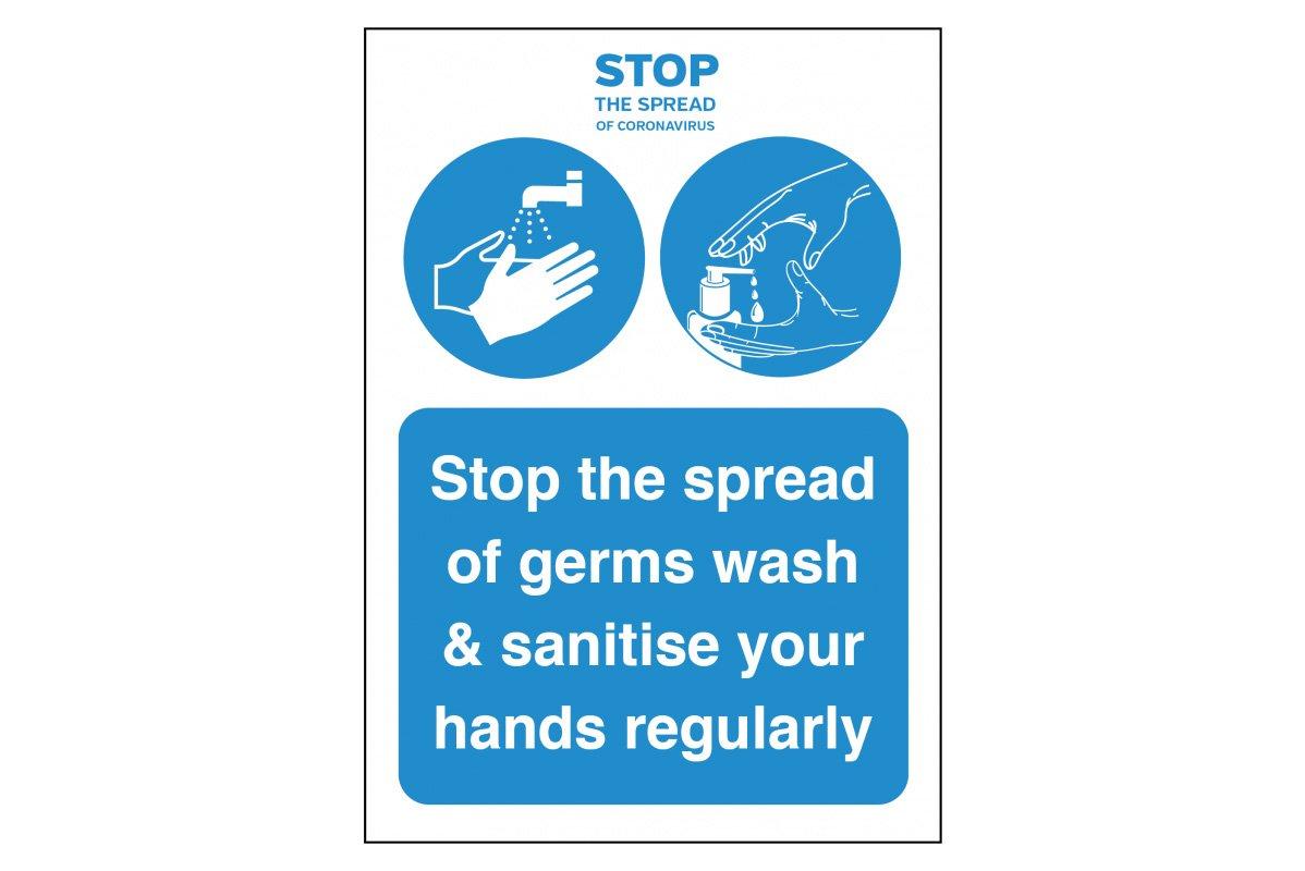 A5 Stop The Spread Of Germs Wall Sign