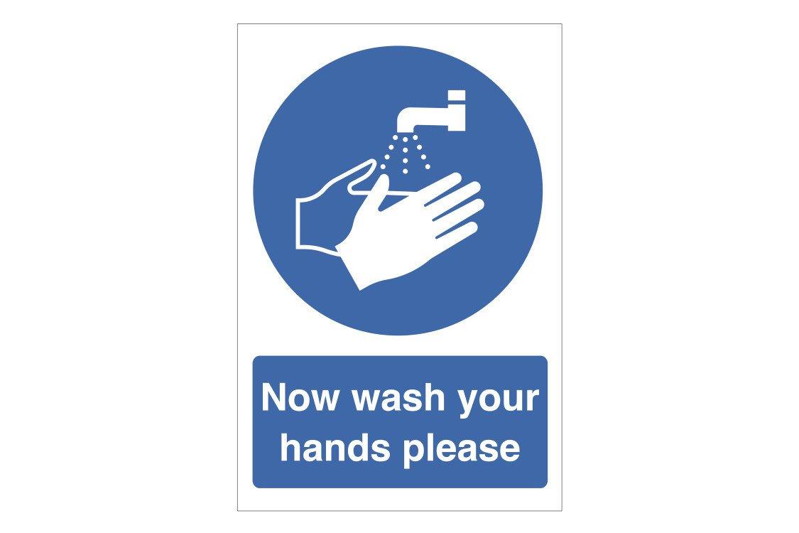 Now Wash Your Hands Please Self-Adhesive Vinyl 30x20cm Sticker