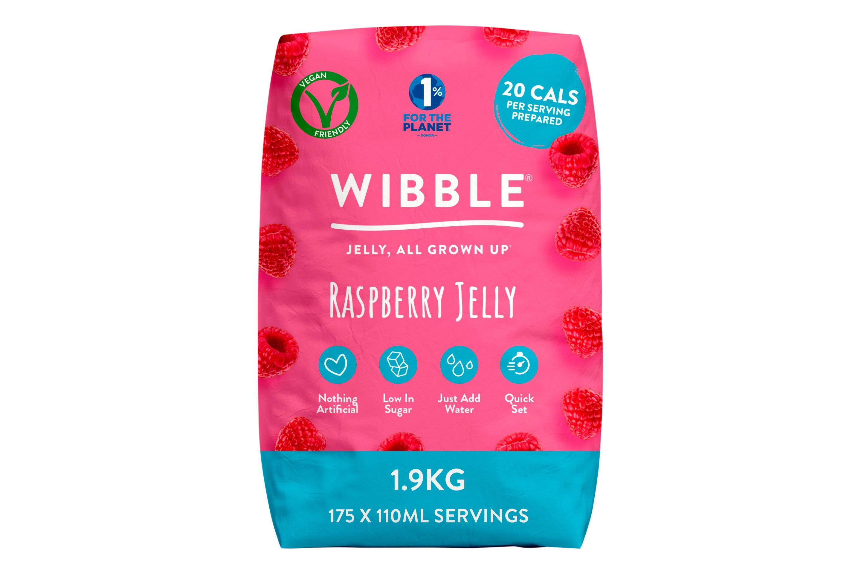 Wibble Vegan and Low Sugar  Raspberry Jelly Crystals