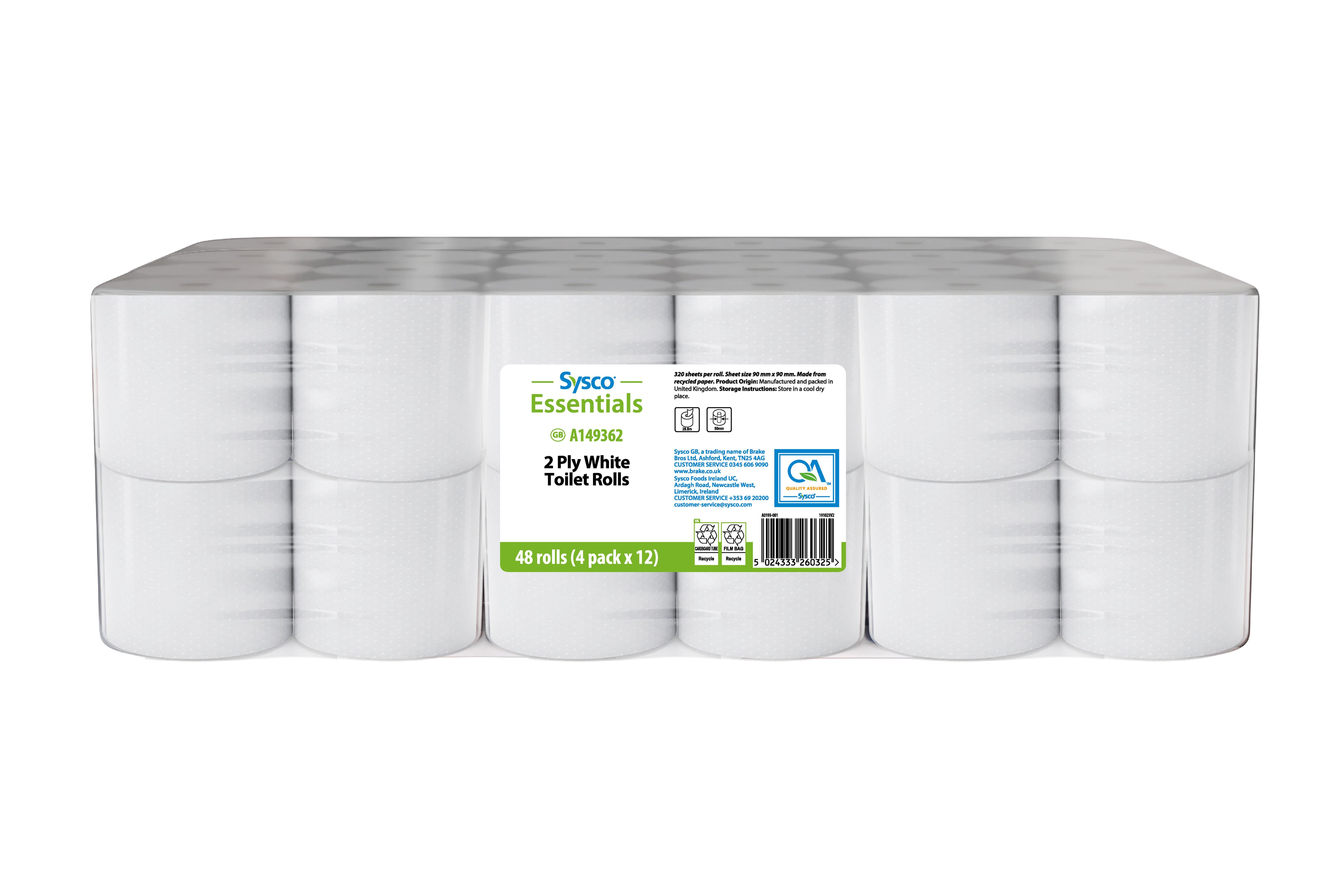 Sysco Essentials White Toilet Roll 2ply