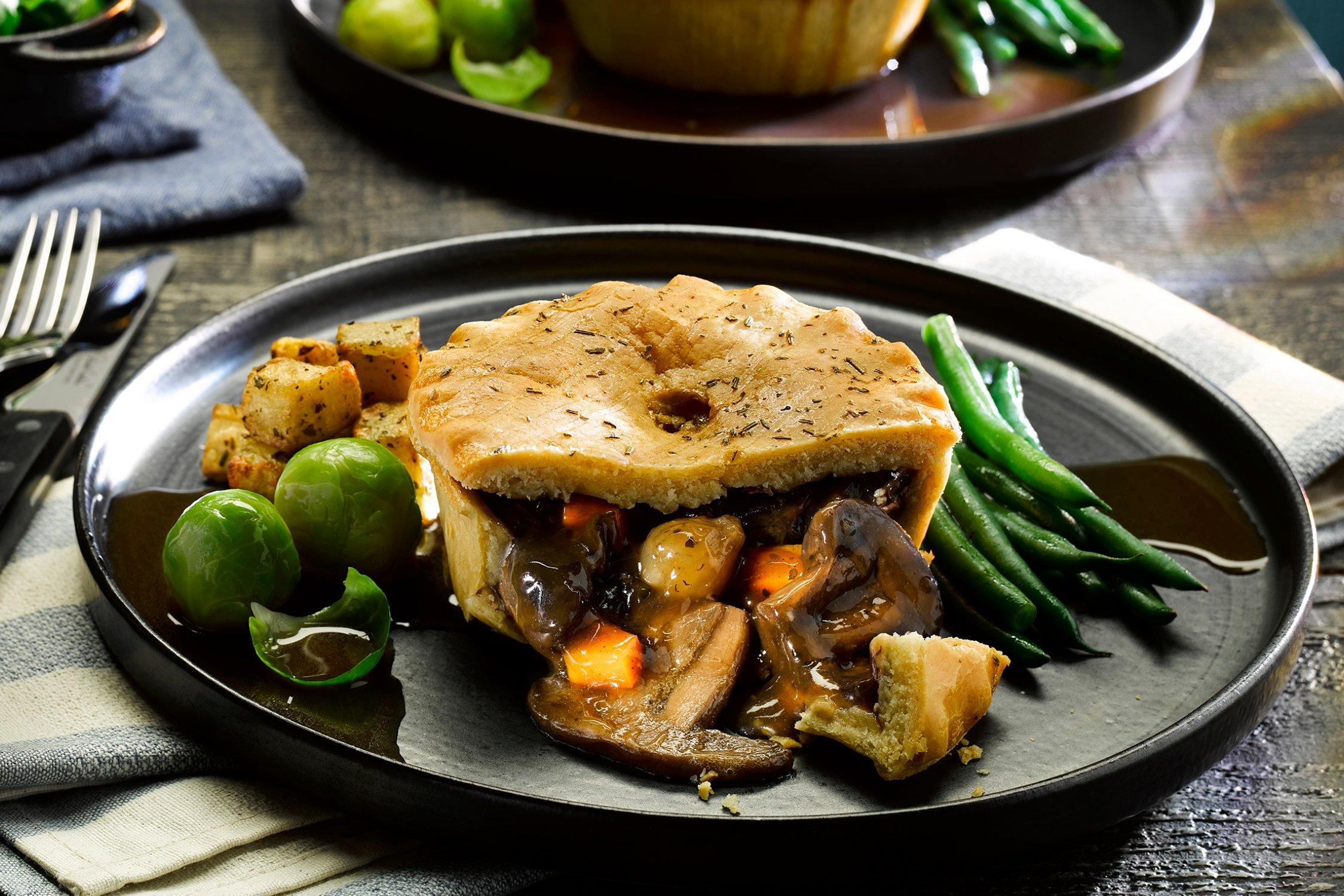 Phat Gluten Free Baked Mushroom Bourguignon Pie