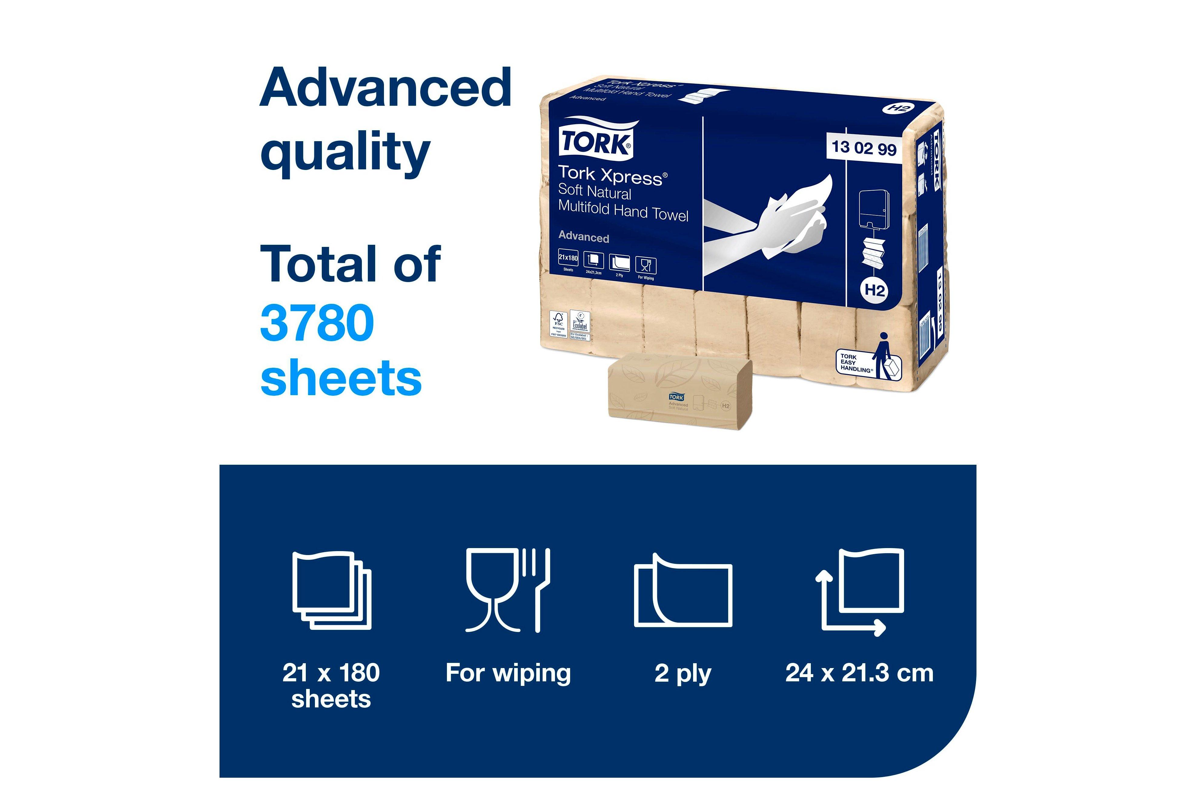 Tork Xpress® Soft Multifold Hand Towel White H2, Absorbent, 16 X 135 Sheets, MB579 - BradyPLUS