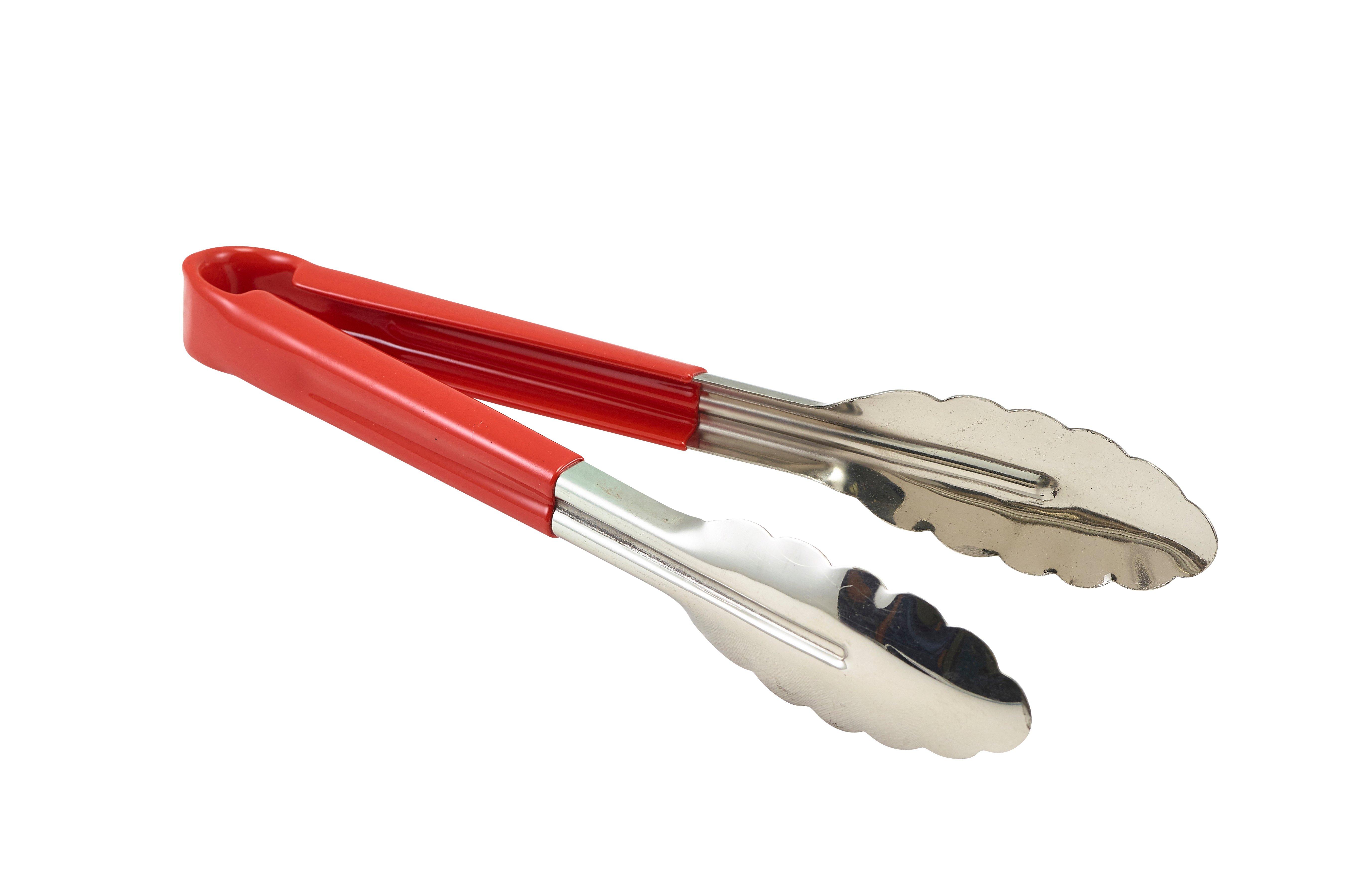 Genware Stainless Steel Tong 23cm Red