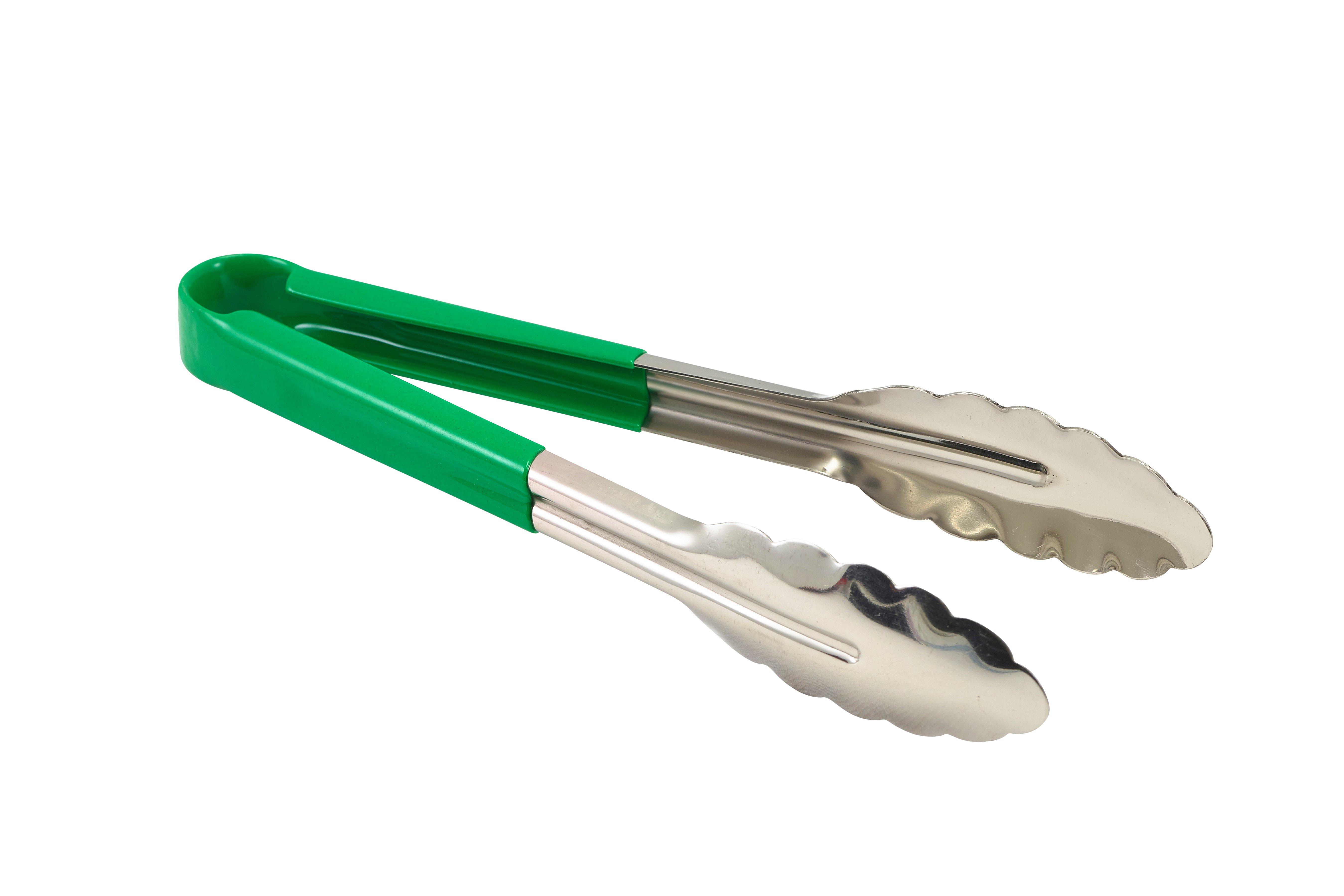 Genware Colour Coded Stainless Steel Tong Green 23cm