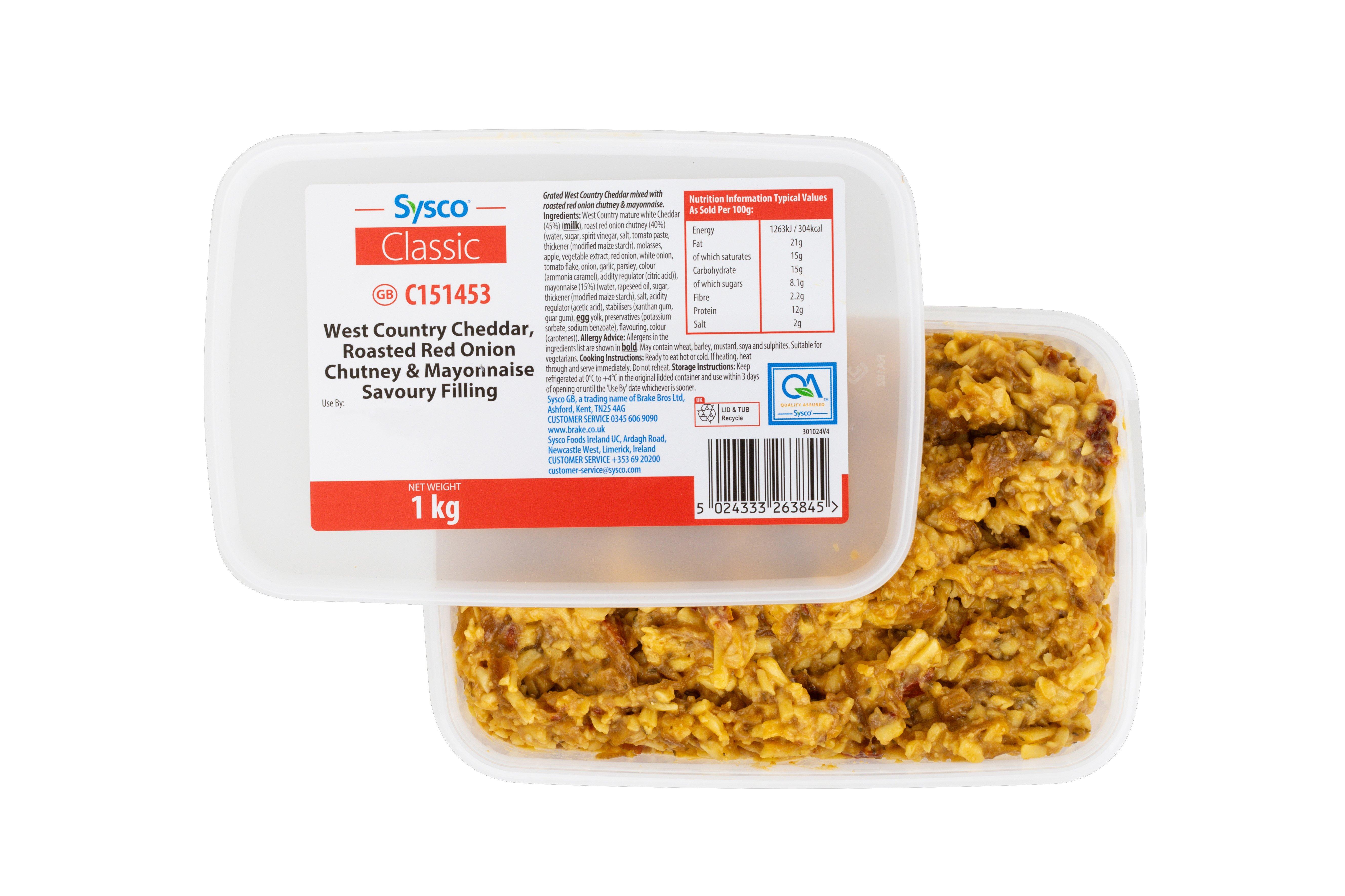 Sysco Classic West Country Cheddar, Roasted Red Onion Chutney & Mayonnaise Savoury Filling