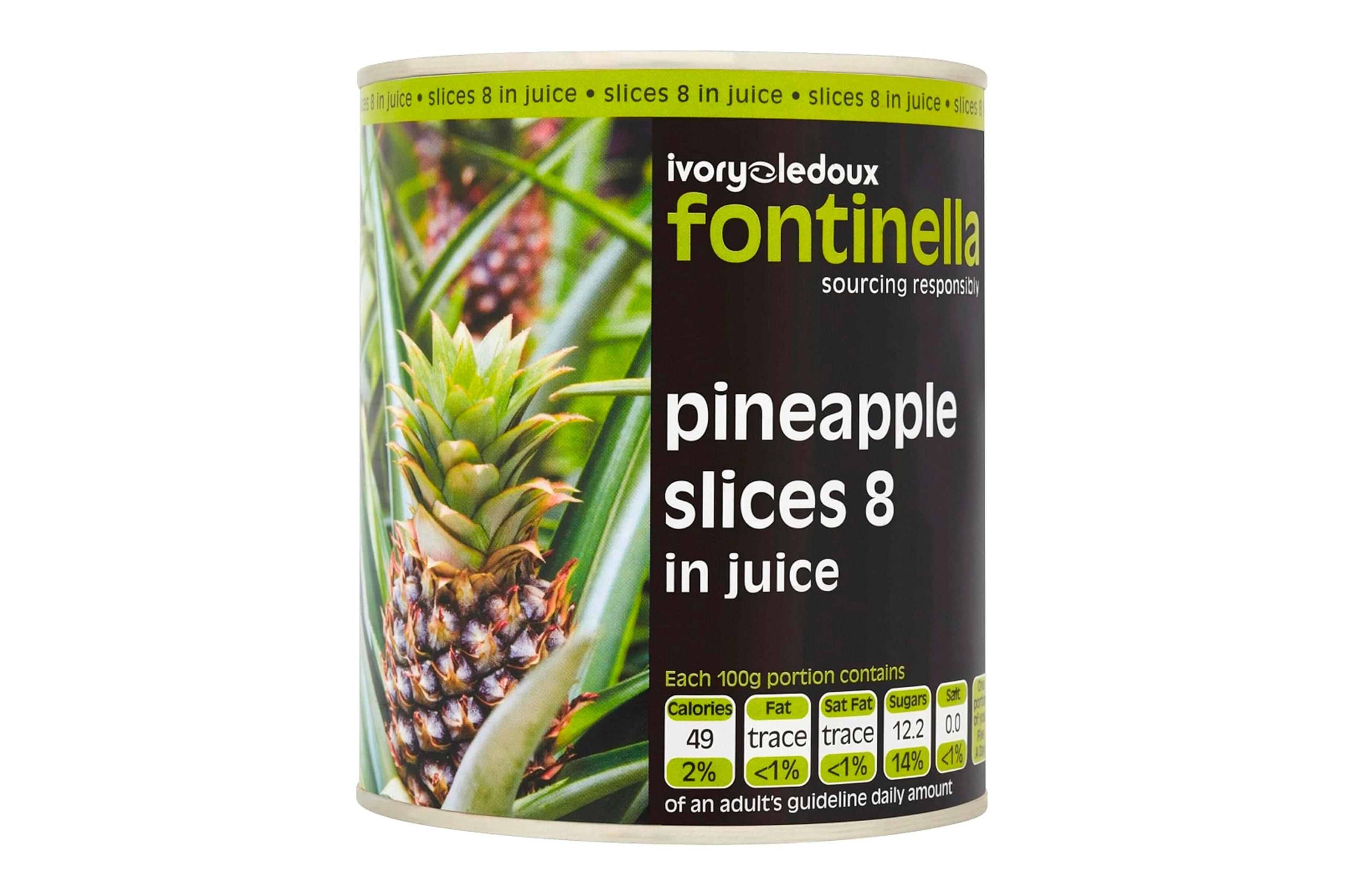 Fontinella Pineapple Slices In Juice 8's 825g