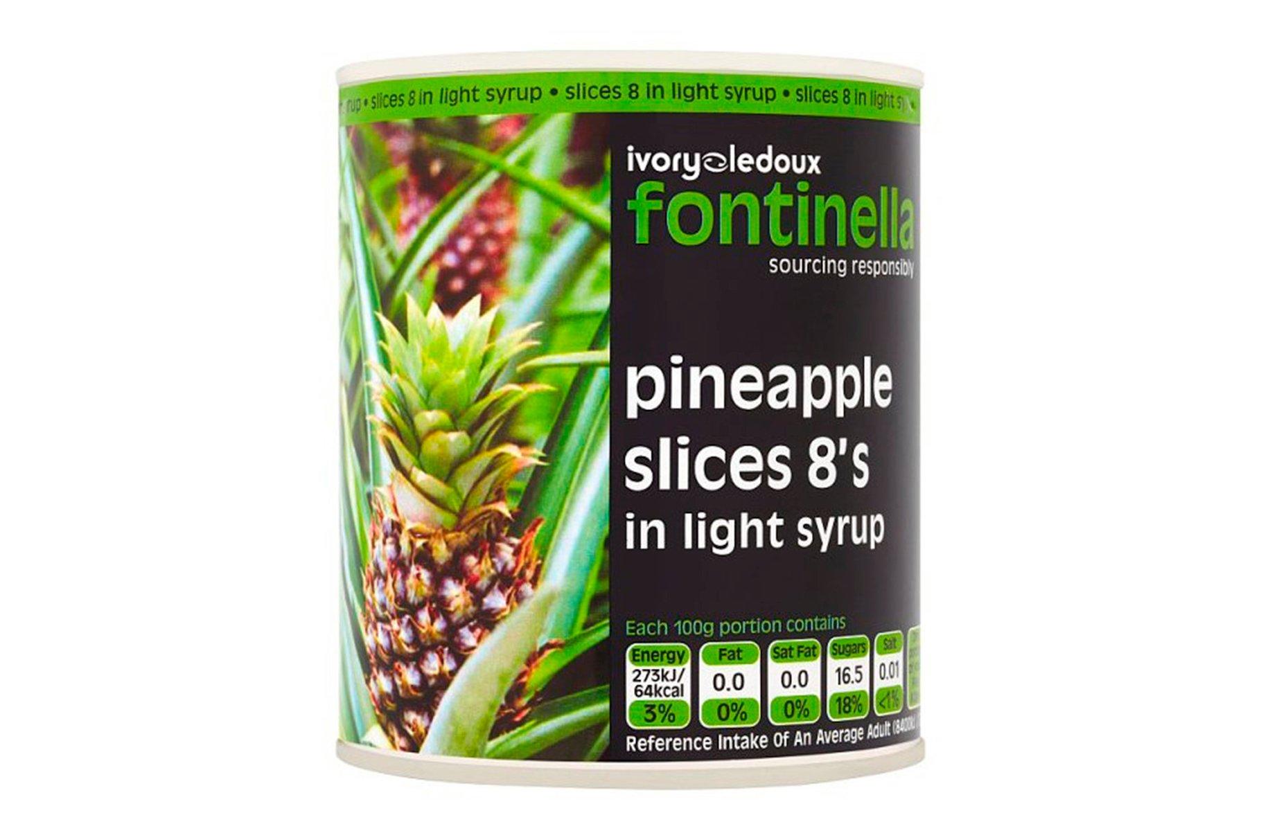 Fontinella Pineapple Slices 8’s In Light Syrup