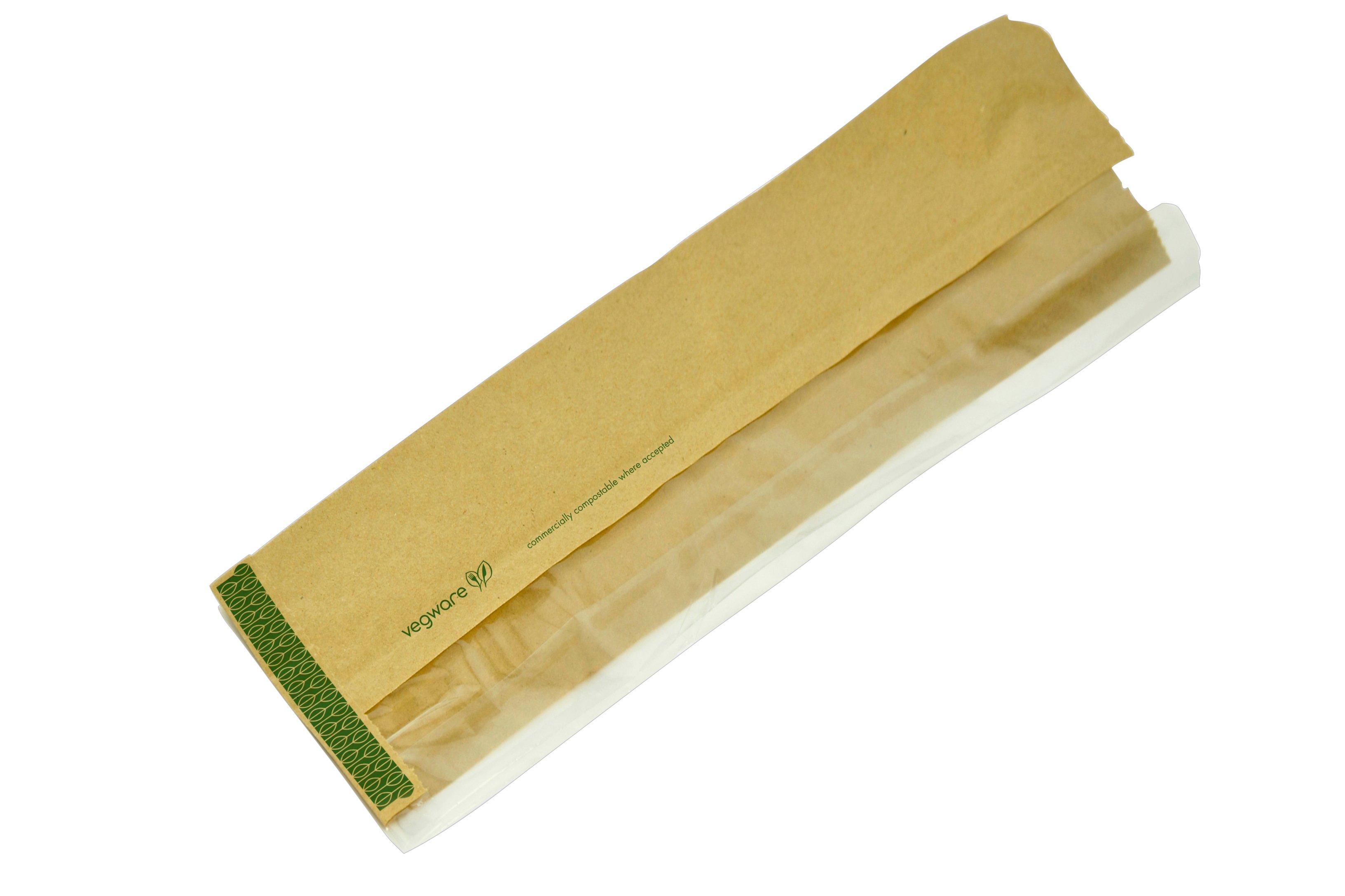 Vegware NatureFlex Kraft Side-Window Baguette Bags