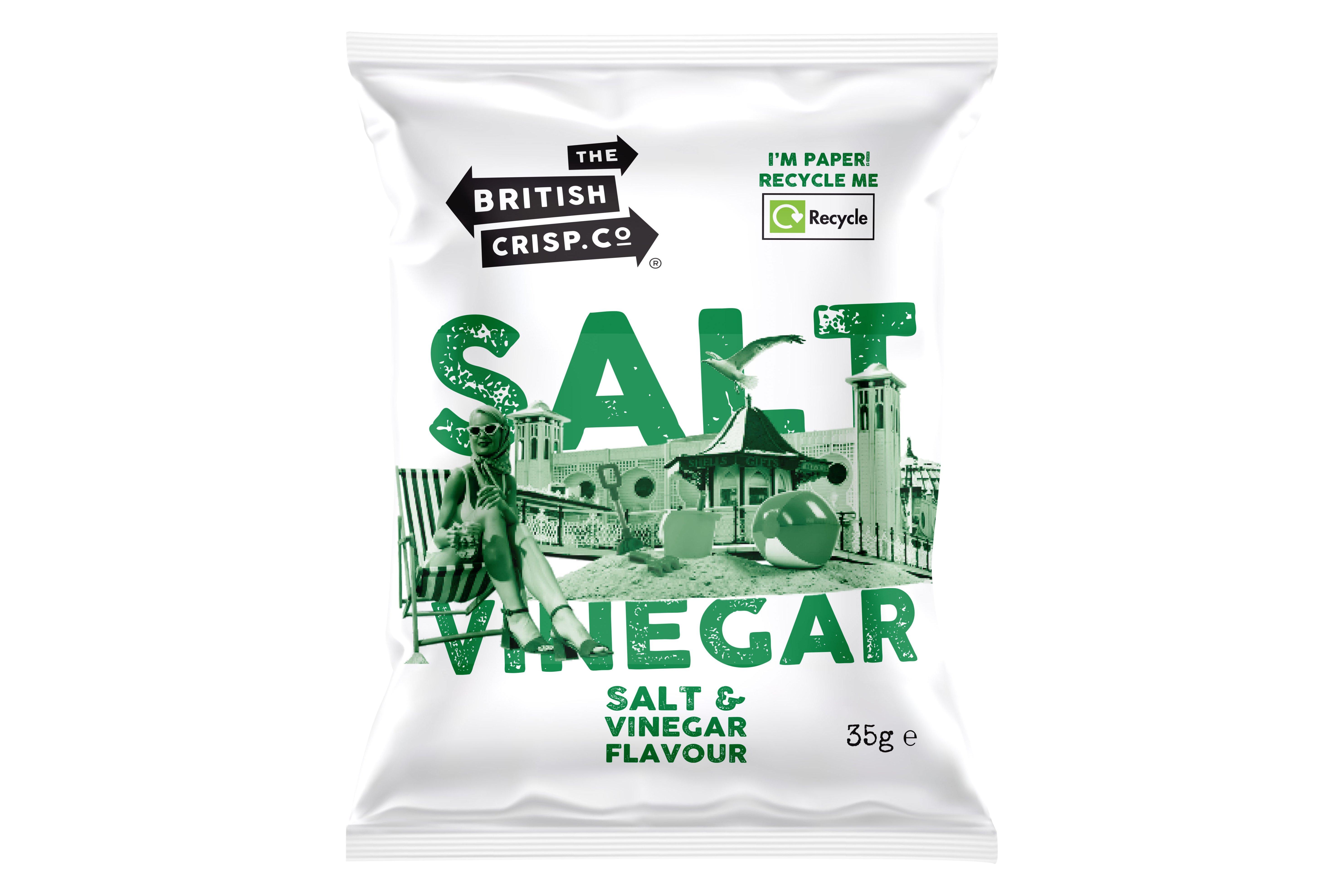 British Crisp Co Fully Recyclable Paper Bag - Salt & Vinegar (24x35g)