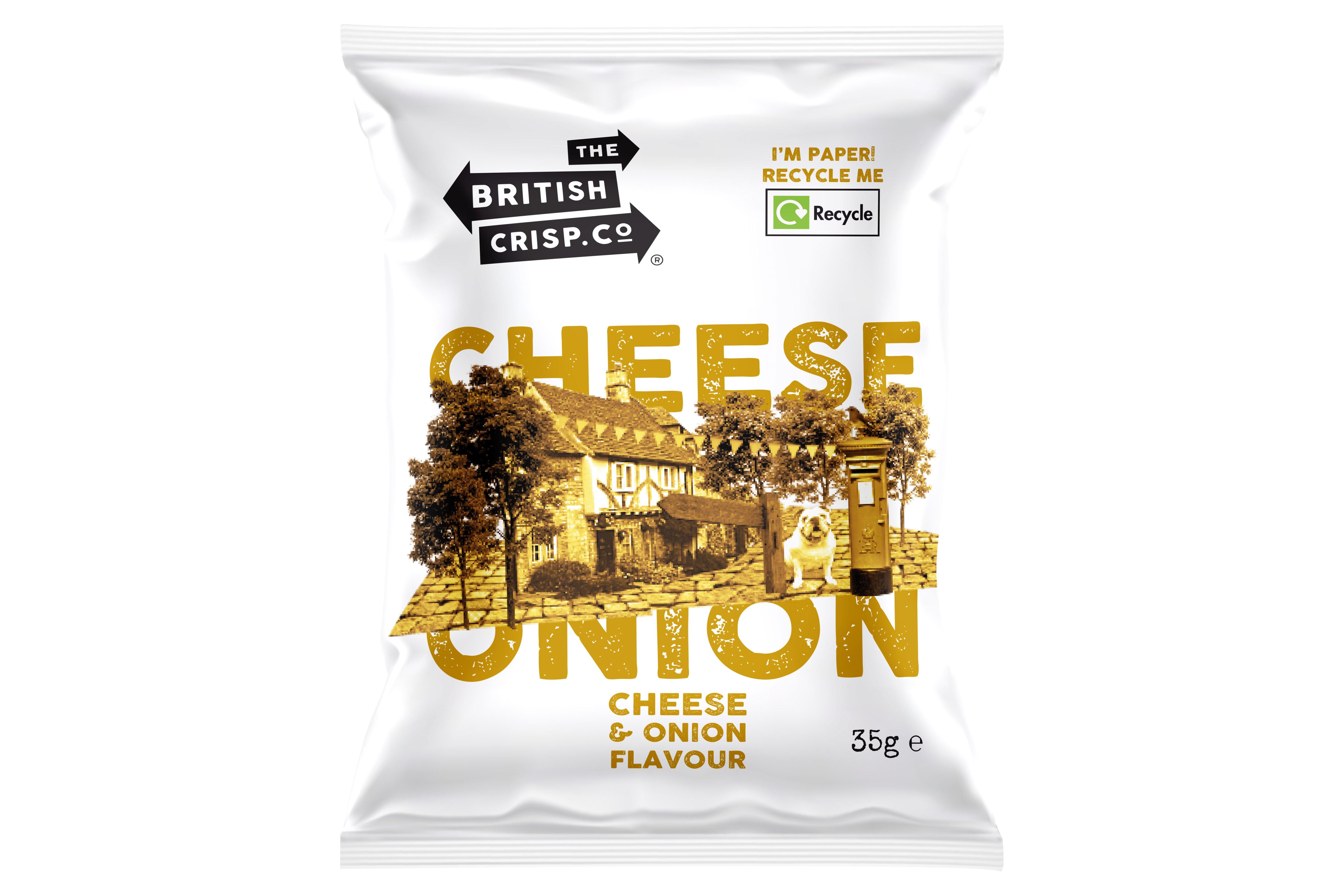 British Crisp Co British Crisp Co Fully Recyclable Paper Bag - Cheese & Onion (24x35g)
