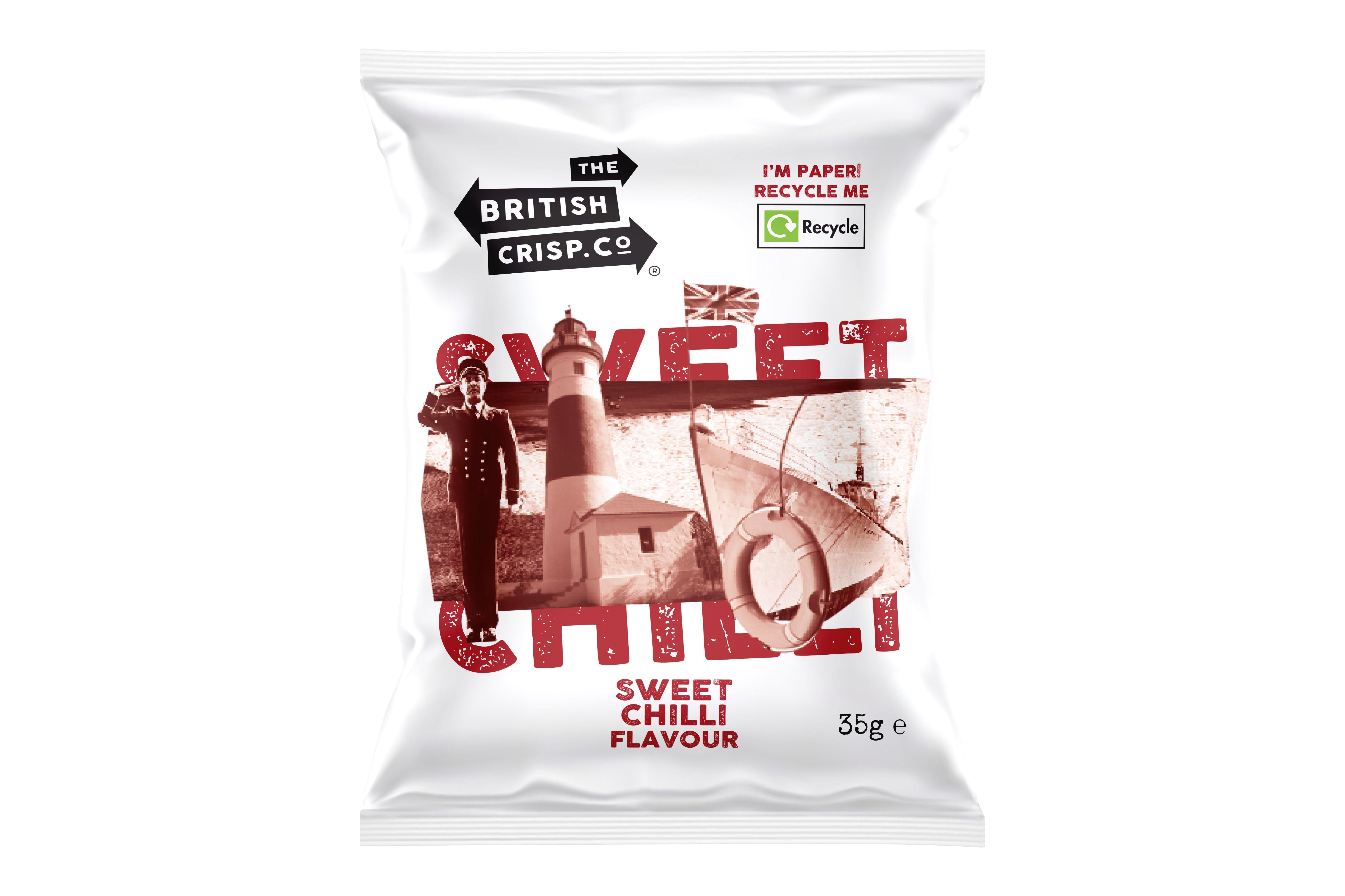 British Crisp Co Fully Recyclable Paper Bag -  Sweet Chilli (24x35g)