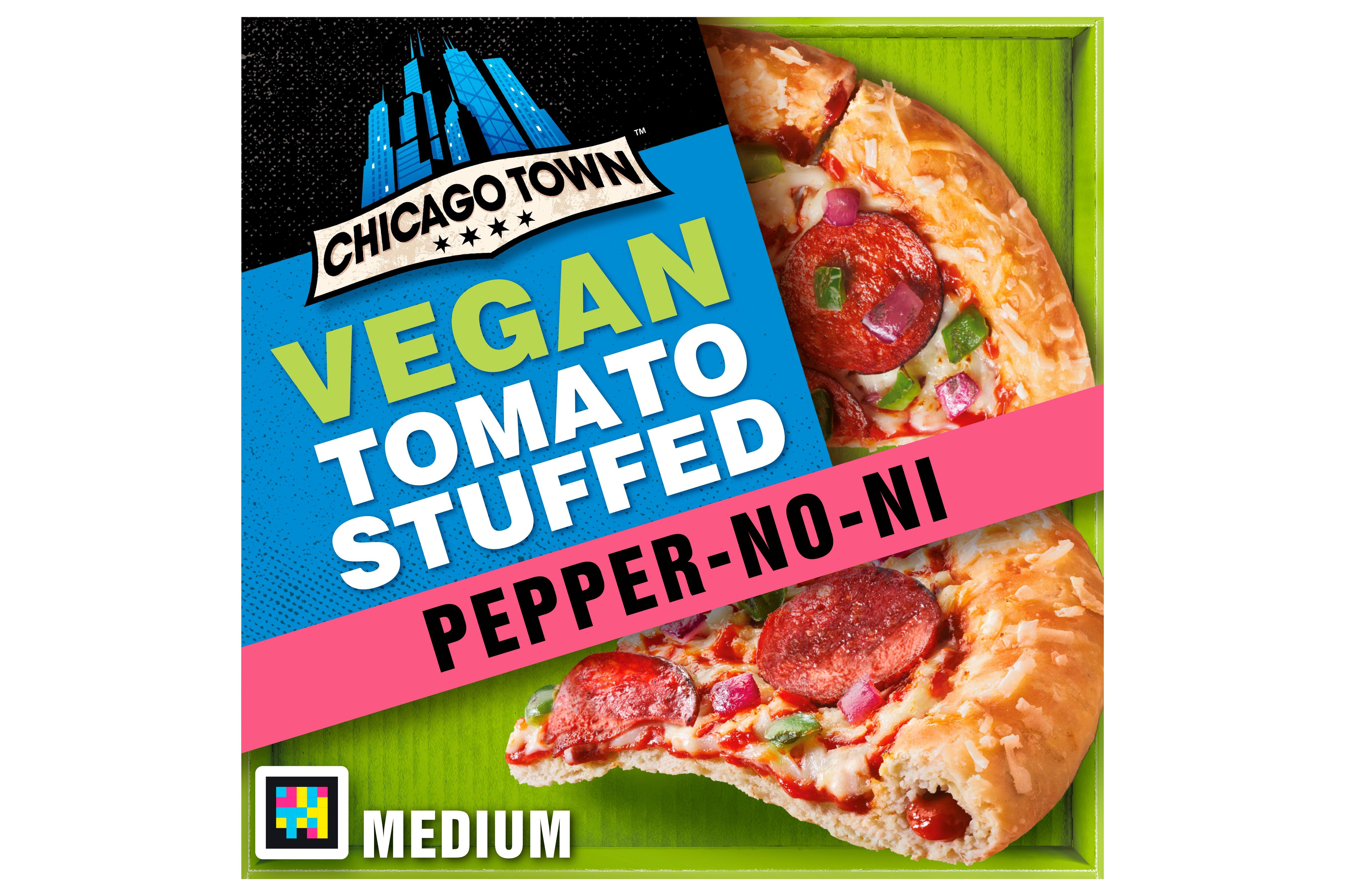 Chicago Town Saucy Vegan Stuffed Crust Takeaway Pepper-no-ni Pizza