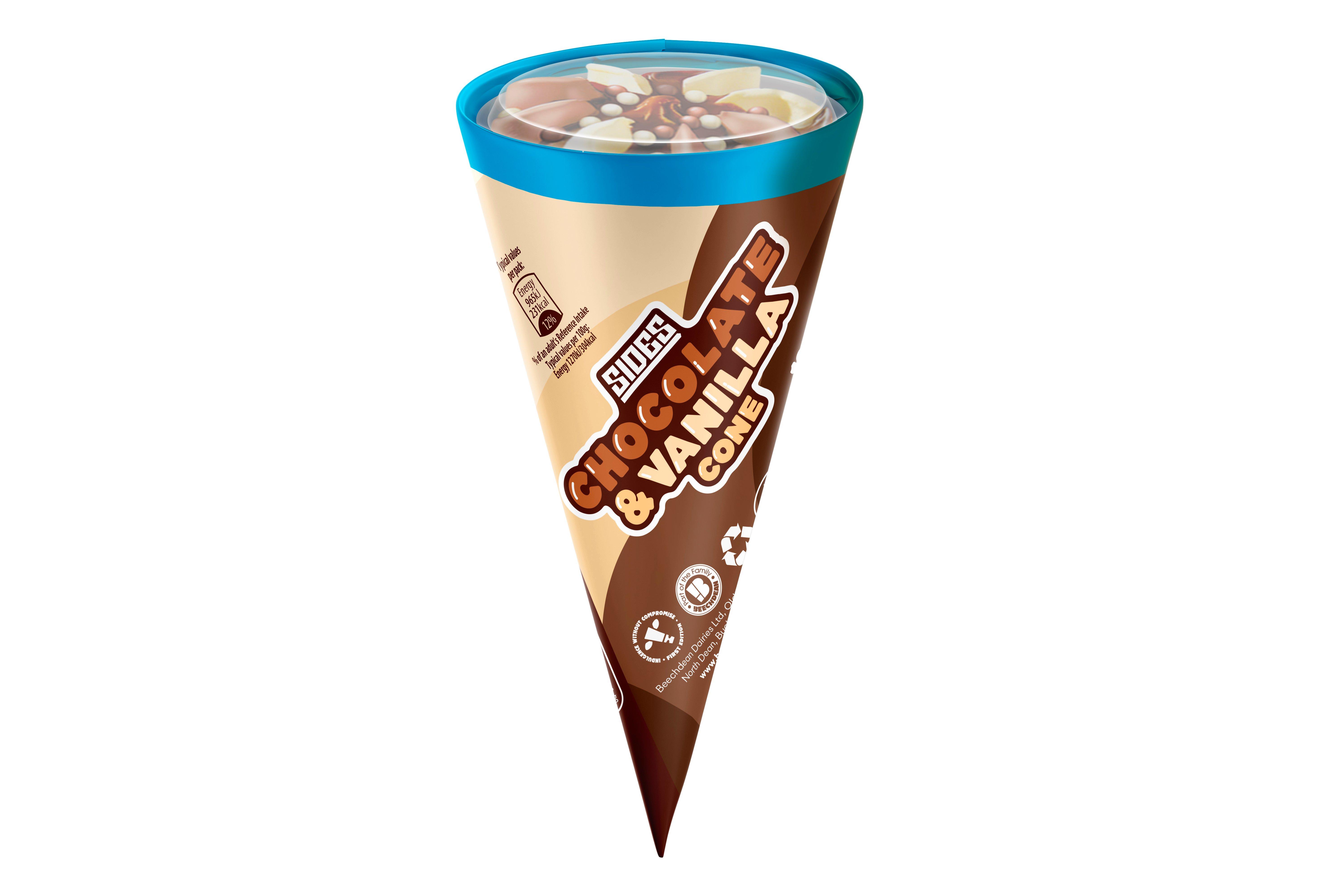 Sides Chocolate & Vanilla Ice Cream Cone