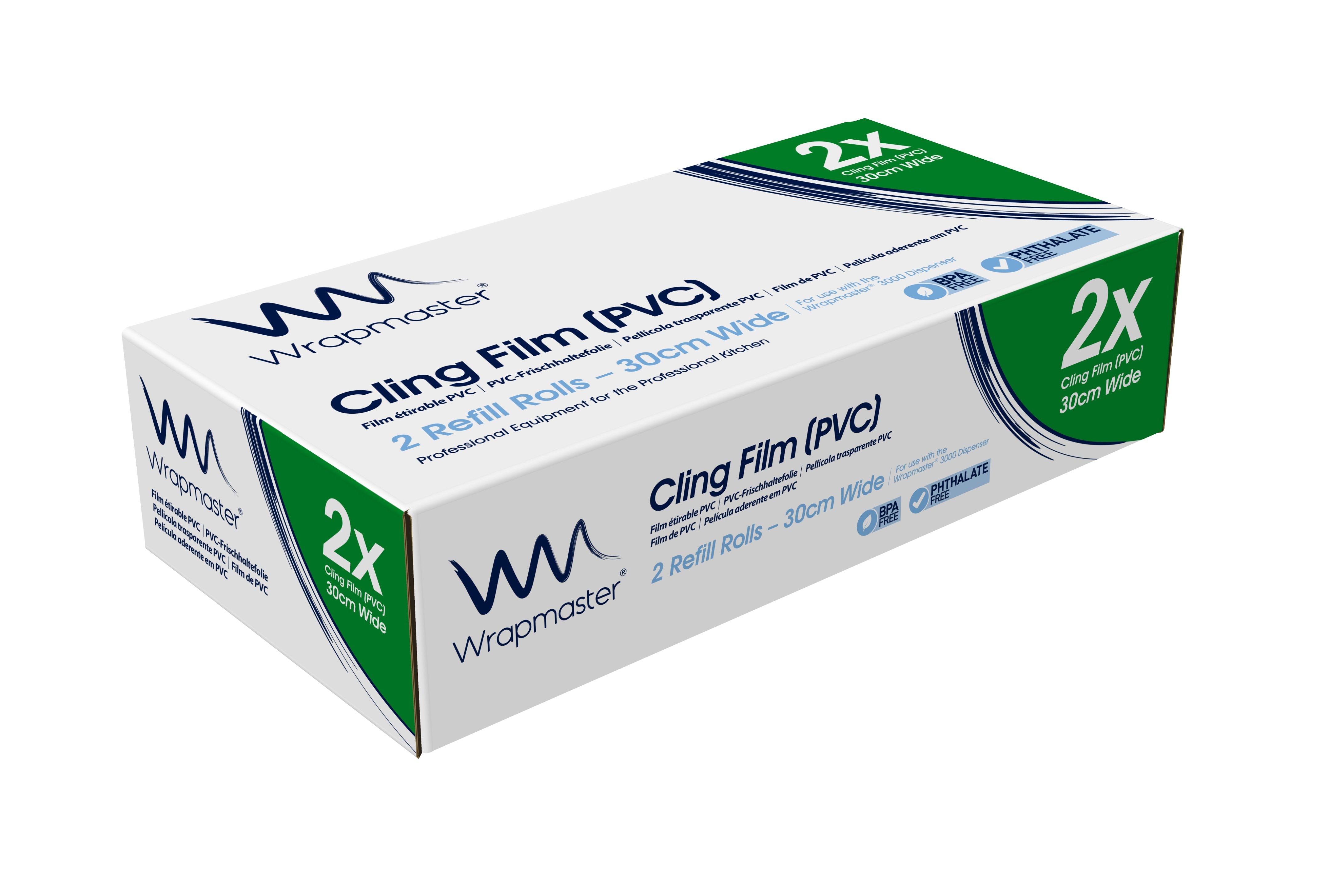 Wrapmaster 3000 PVC Cling Film Refill Rolls - 30cm x 500m x 2