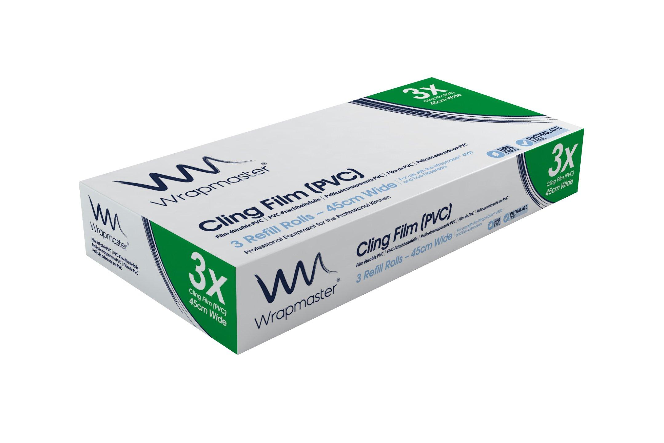 Wrapmaster 4500 PVC Cling Film Refill Rolls - 45cm x 300m x 3