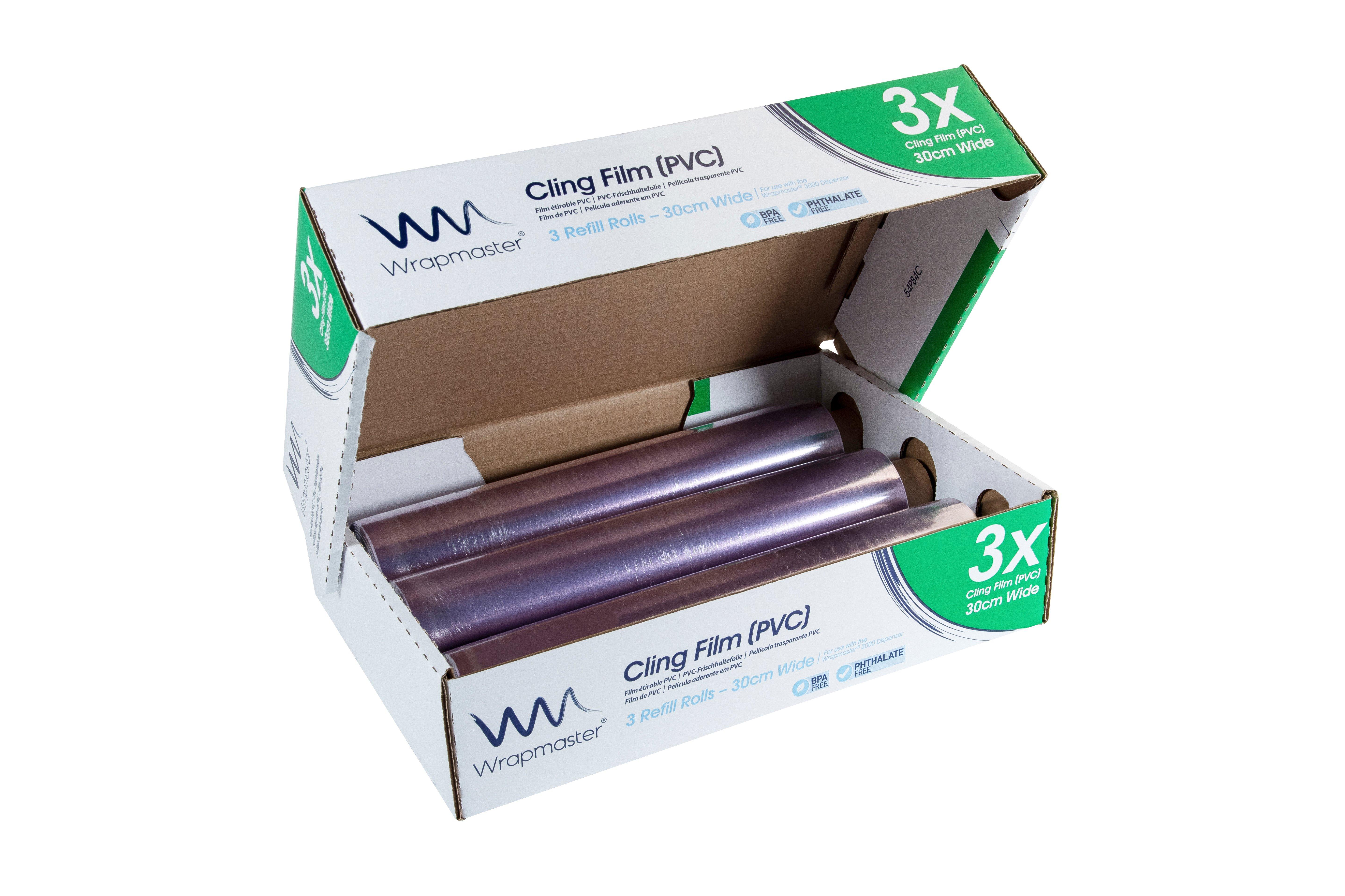 Wrapmaster 3000 PVC Cling Film Refill Rolls - 30cm x 300m x 3
