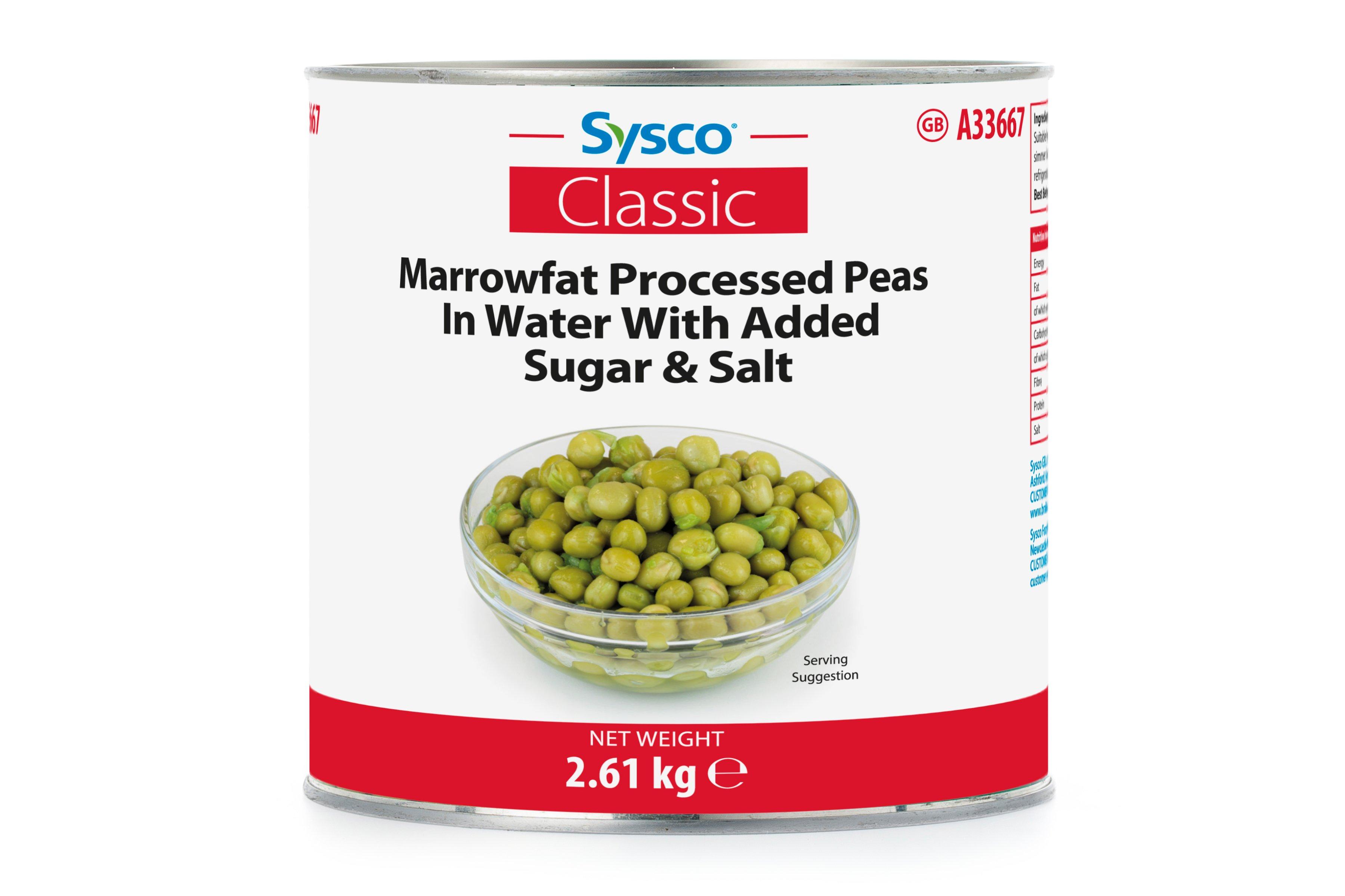 Sysco Classic Marrowfat Processed Peas in Water with Added Sugar & Salt